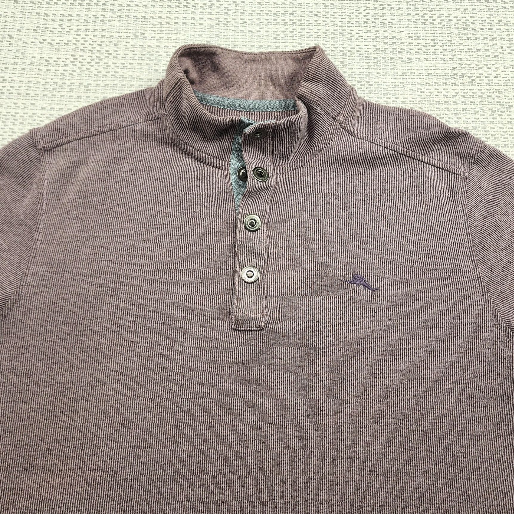 Tommy Bahama Tommy Bahama Pullover Mens Large Purple 1/4 Snap Mock Neck Sweater Casual Top Size US L / EU 52-54 / 3 - 4 Thumbnail