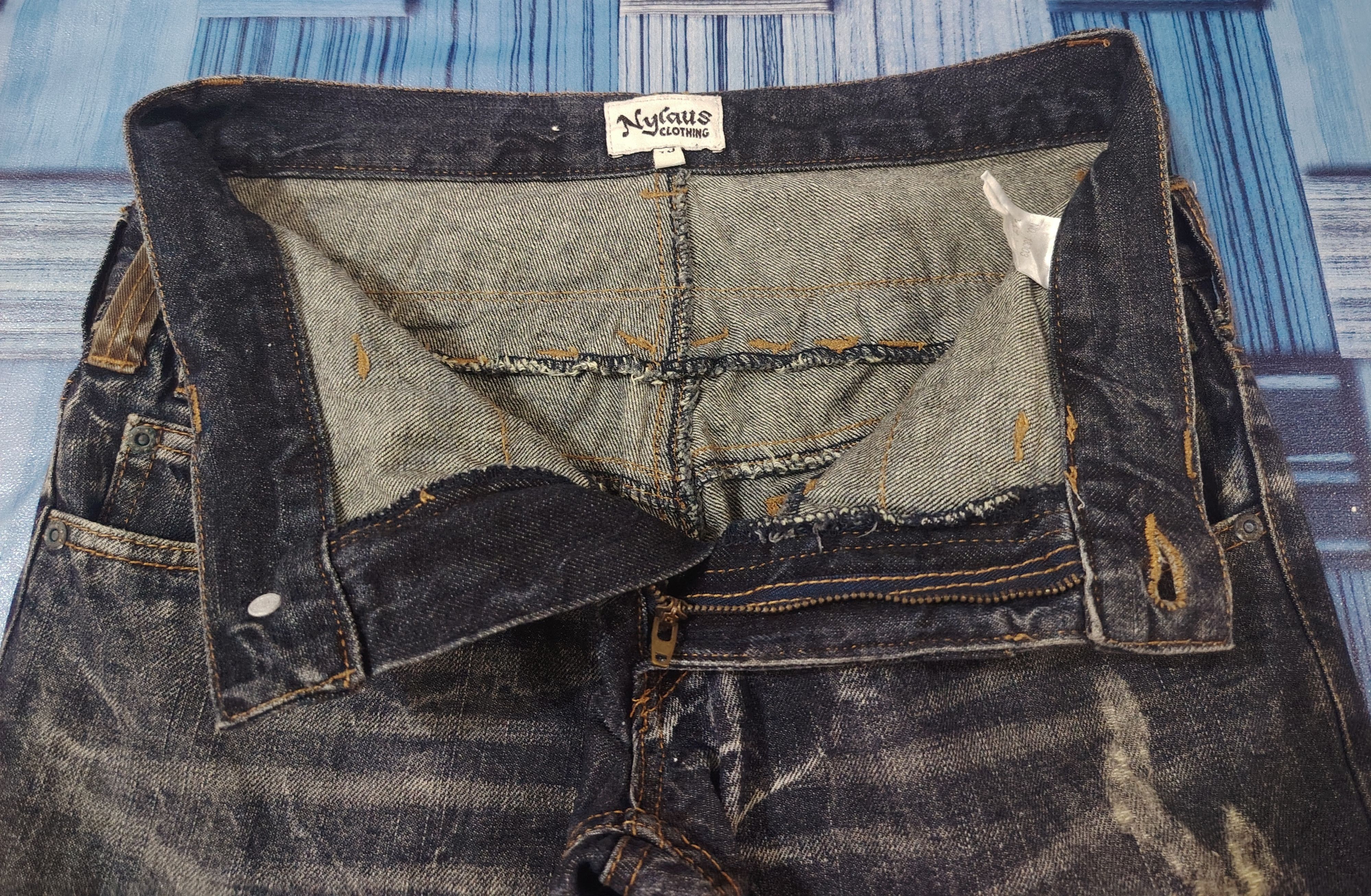 Who Decides War Japanese Nylaus Double Waist Distressed Jeans Size US 29 - 7 Thumbnail
