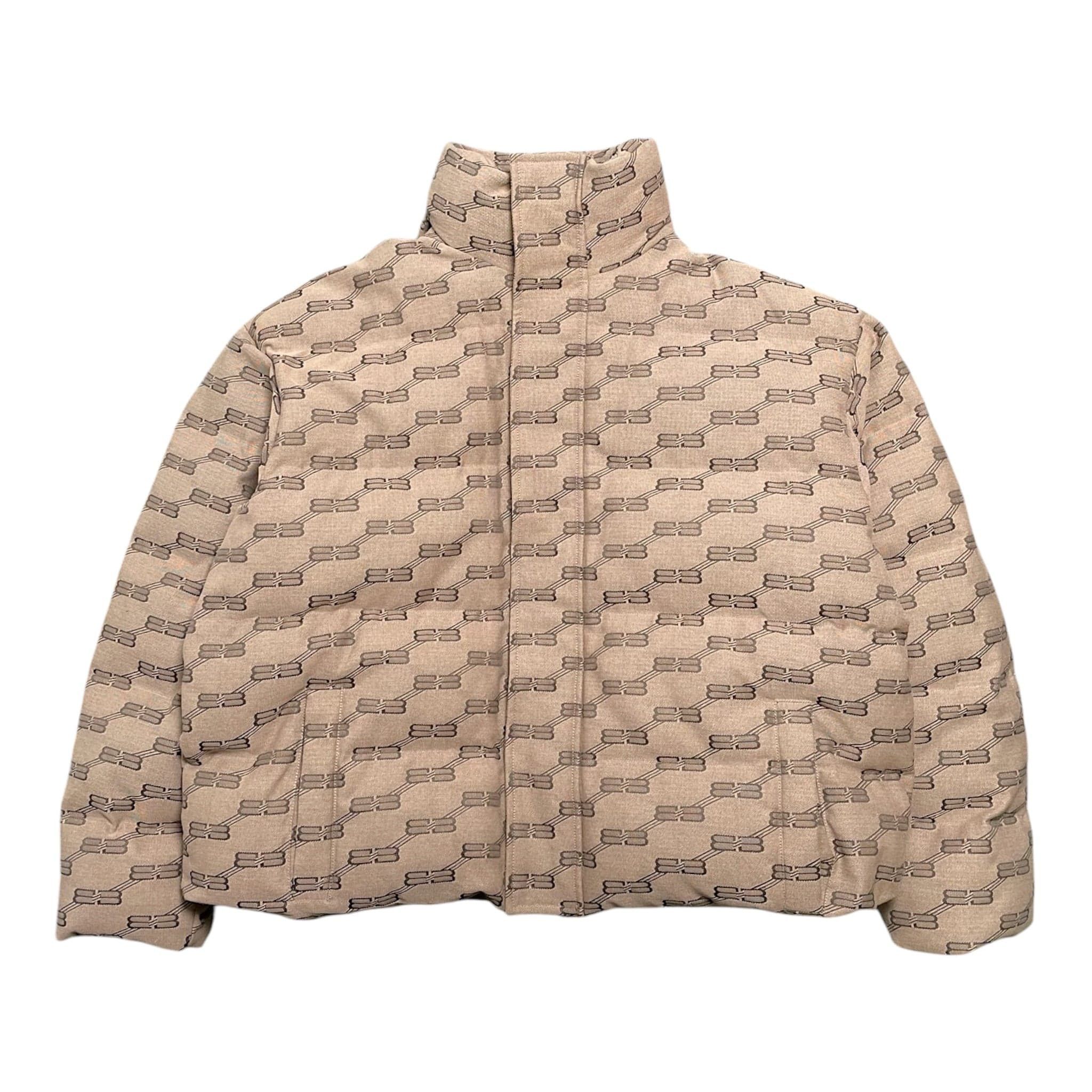 Balenciaga BB Logo Down Jacket Monogram Beige Brown Size US L / EU 52-54 / 3 - 1 Thumbnail