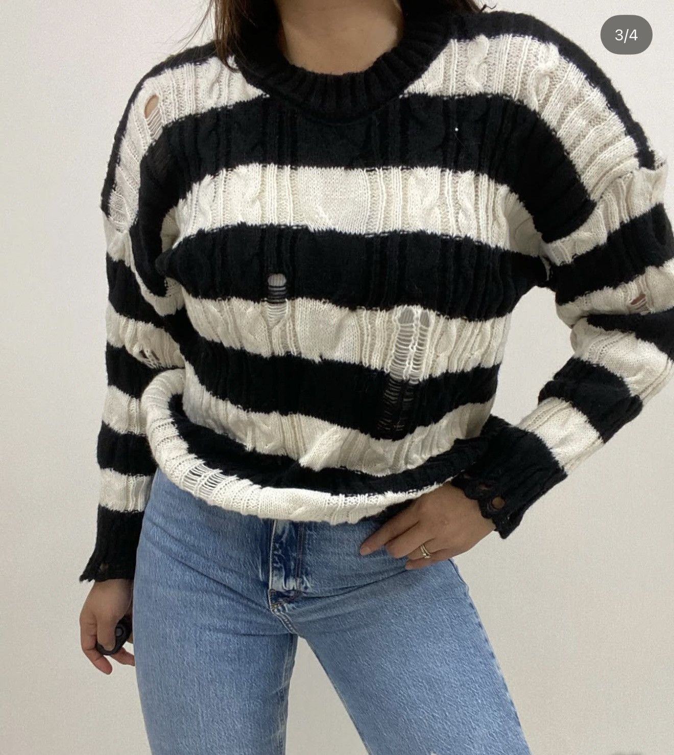 Hysteric Glamour Distressed Grunge Knit Mohair Stripe Styled Size US L / EU 52-54 / 3 - 2 Thumbnail