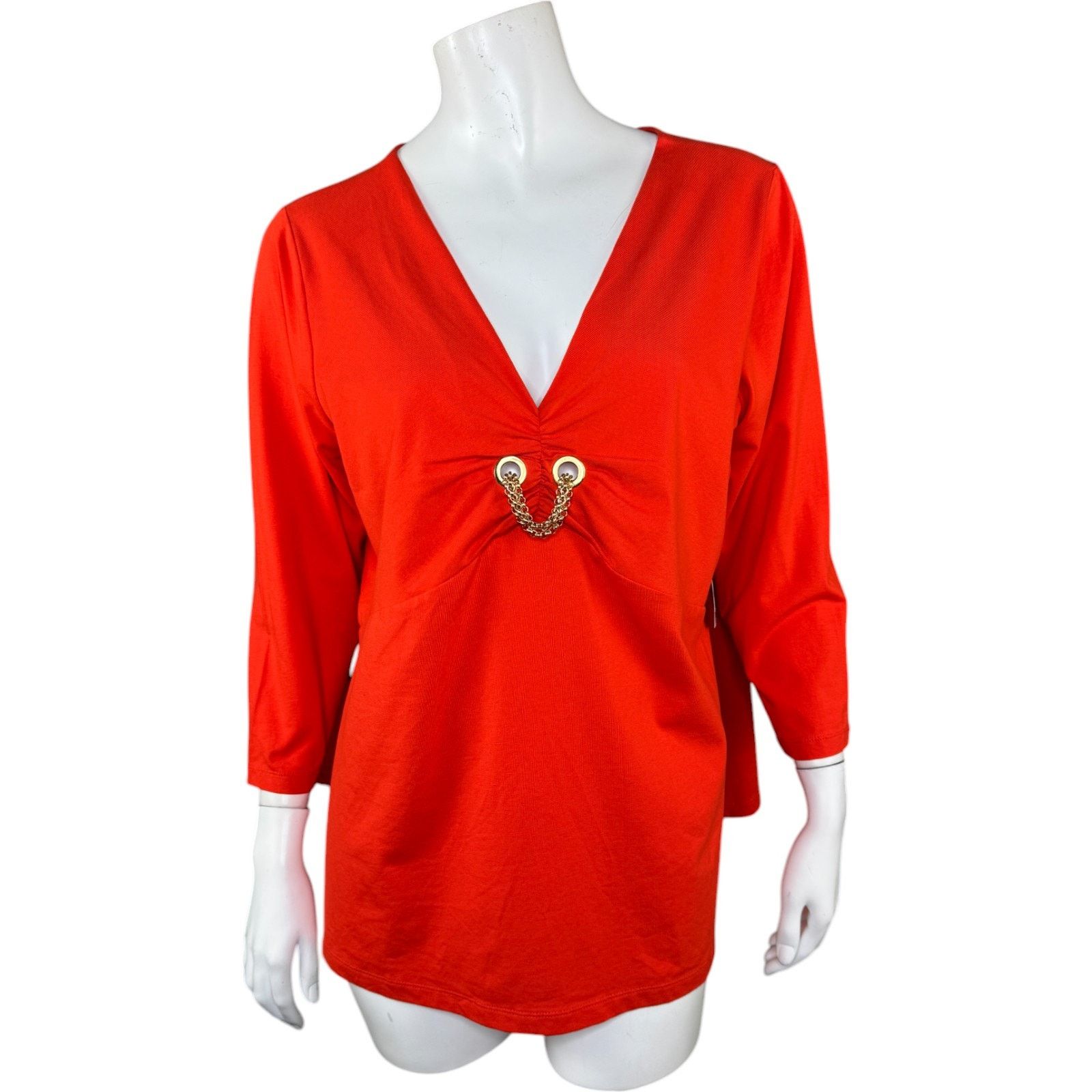 Jones New York Jones New York Orange Womens 1X Stretch 3/4 Sleeve Blouse Size XL / US 12-14 / IT 48-50 - 1 Thumbnail