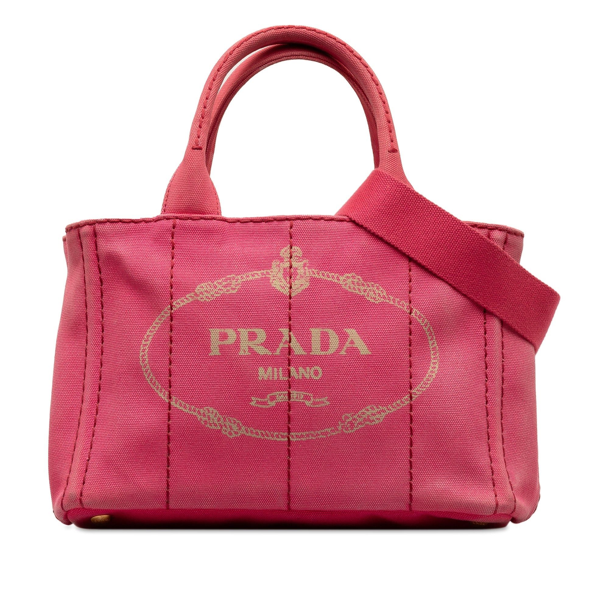 image of Prada Small Canapa Logo Satchel in Pink, Women's