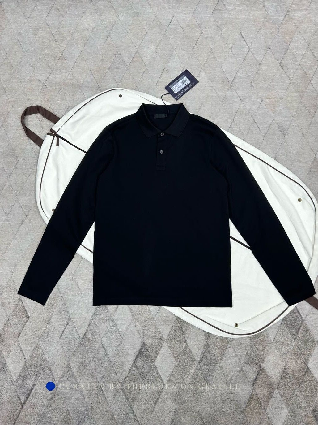 Prada Black Long Sleeve Pique Polo Shirt Size US M / EU 48-50 / 2 - 1 Thumbnail