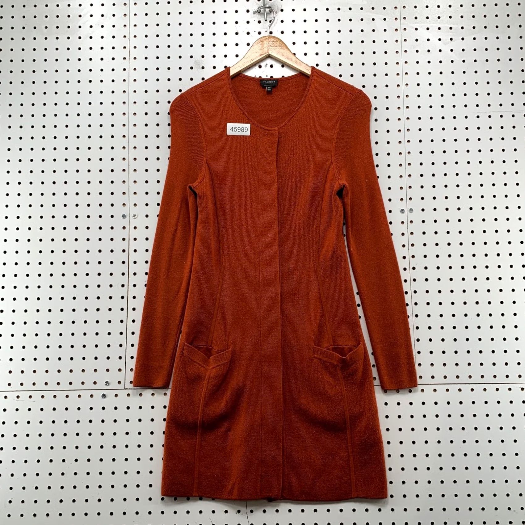 Talbots Talbot Cardigan Sweater 100% Merino Wool Womens XS Burnt Orange Pockets Size XS / US 0-2 / IT 36-38 - 2 Thumbnail