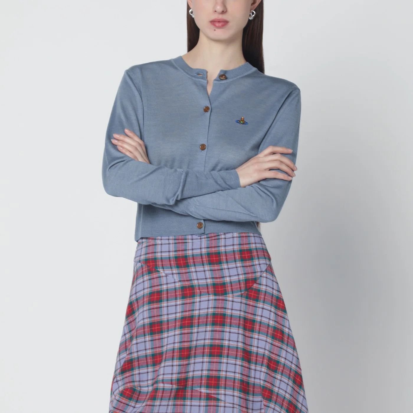 Vivienne Westwood o1d2blof0526 Wool And Silk Cardigan in Blue Size L / US 10 / IT 46 - 1 Thumbnail