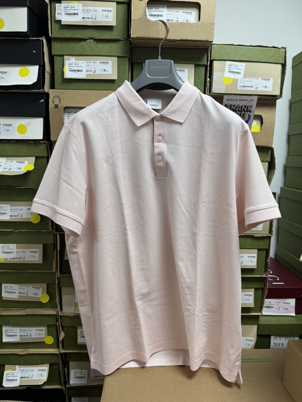 Burberry 'Hartford' Check Placket Polo Pink XXXL