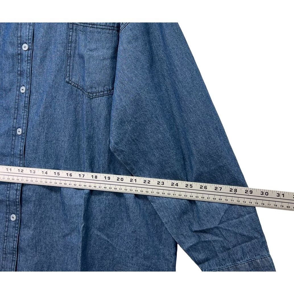 rue21 Rue 21 - Women's Chambray Long Sleeve Button Down Shirt With Size XXL / US 16-18 / IT 52-54 - 4 Thumbnail