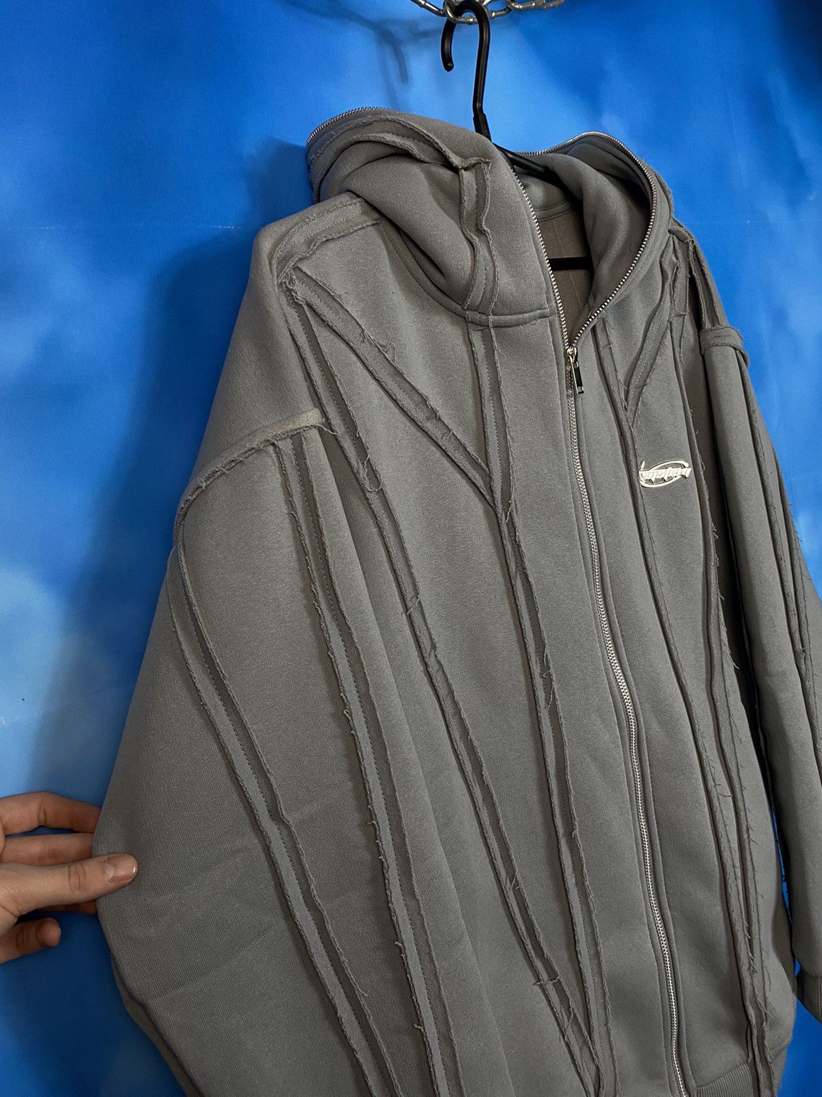 Japanese Brand × Vintage 🔥 DISTORTION FULL ZIP HOODIE Y2K RICK OWENS STYLE Size US M / EU 48-50 / 2 - 4 Thumbnail