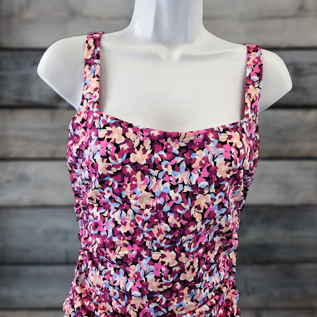 Athleta Athleta Tankini Sz 36B/C Womens Square Neck Pink Blue Size ONE SIZE - 1 Thumbnail