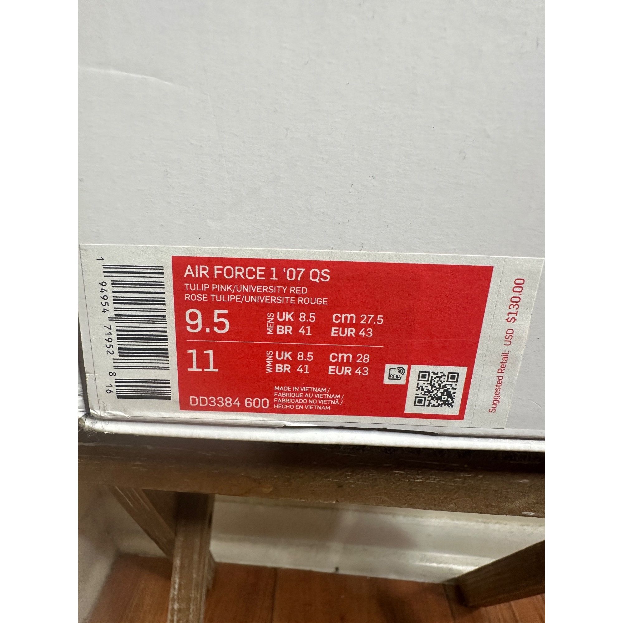 Nike Air Force 1 ‘07 QS Valentine’s Day Love Letter Size US 9.5 / EU 42-43 - 9 Thumbnail
