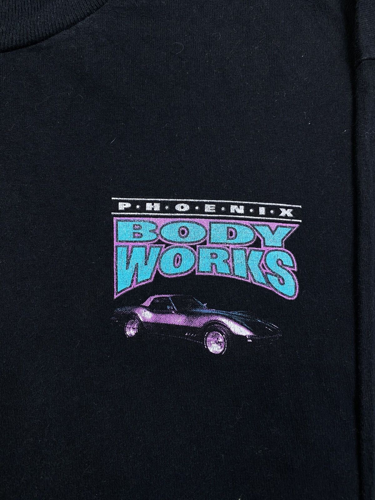 Phoenix Clothing × Vintage Vintage 90s Phoenix Body Works Back Hit Printed T-Shirt Size US L / EU 52-54 / 3 - 5 Thumbnail