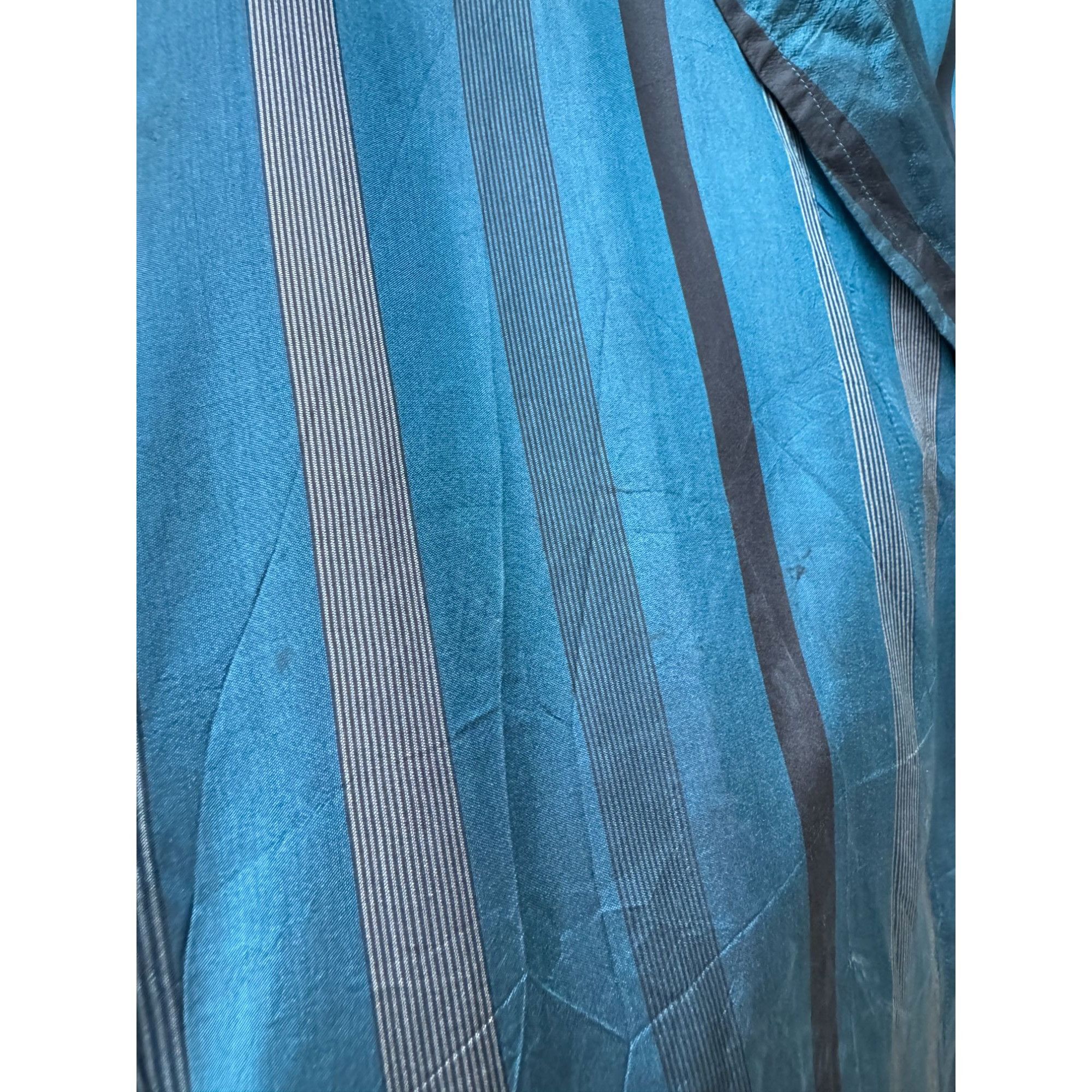 Yves Saint Laurent Vintage Navy Silk Striped Trench Coat Size US L / EU 52-54 / 3 - 7 Thumbnail