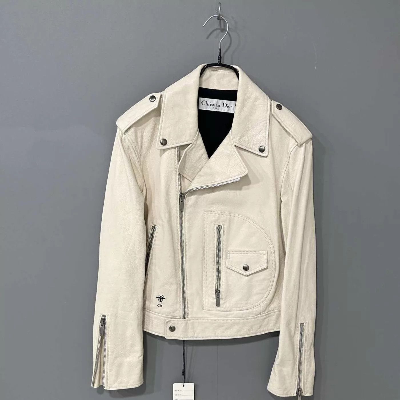 Dior Dior Ivory Oil-Painted Leather Biker Jacket Size 36 Size XS / US 0-2 / IT 36-38 - 1 Thumbnail
