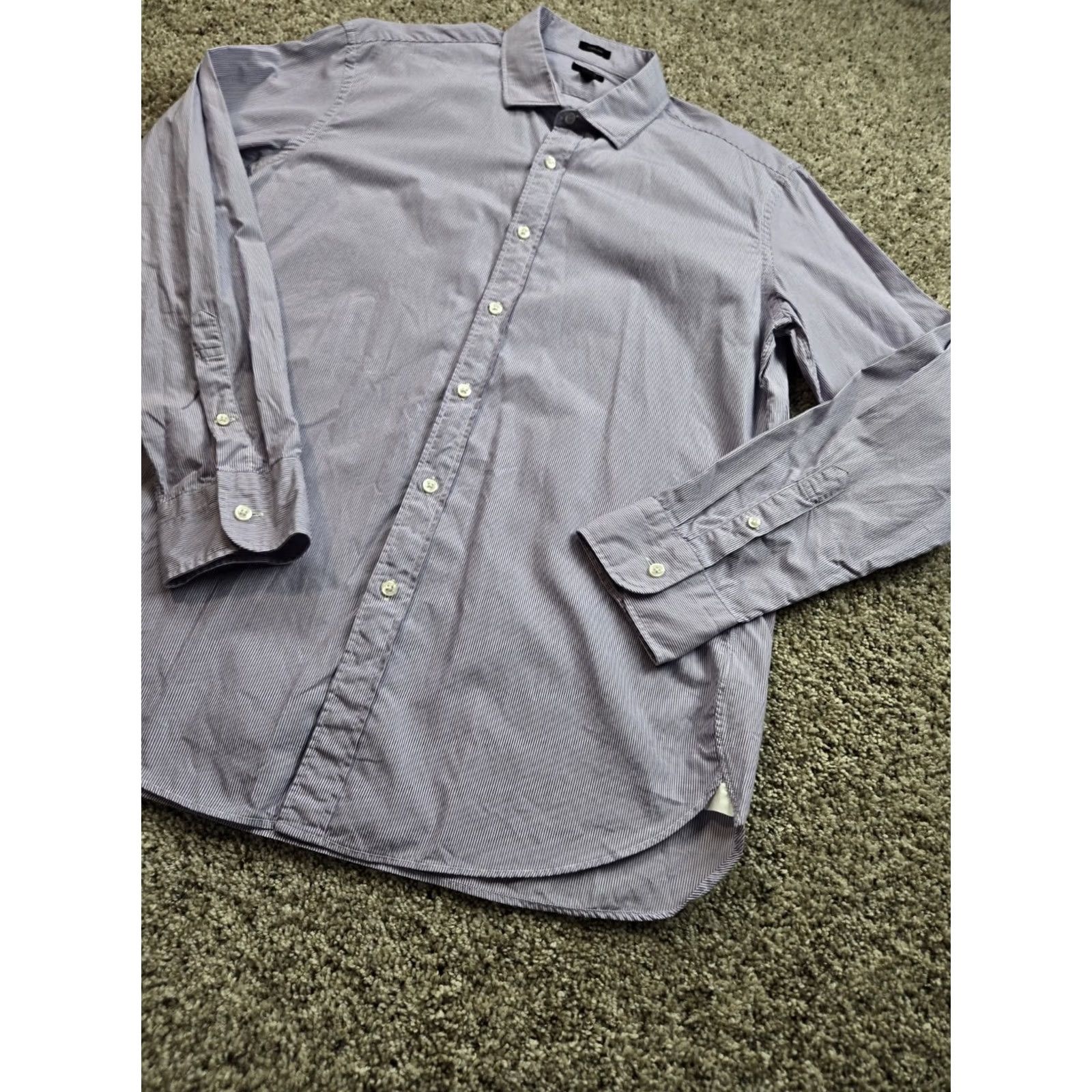 J.Crew J.CREW Ludlow Dress Shirt Mens XL Purple Stripe Cotton Long Sleeve Shirt Size 46R - 2 Thumbnail