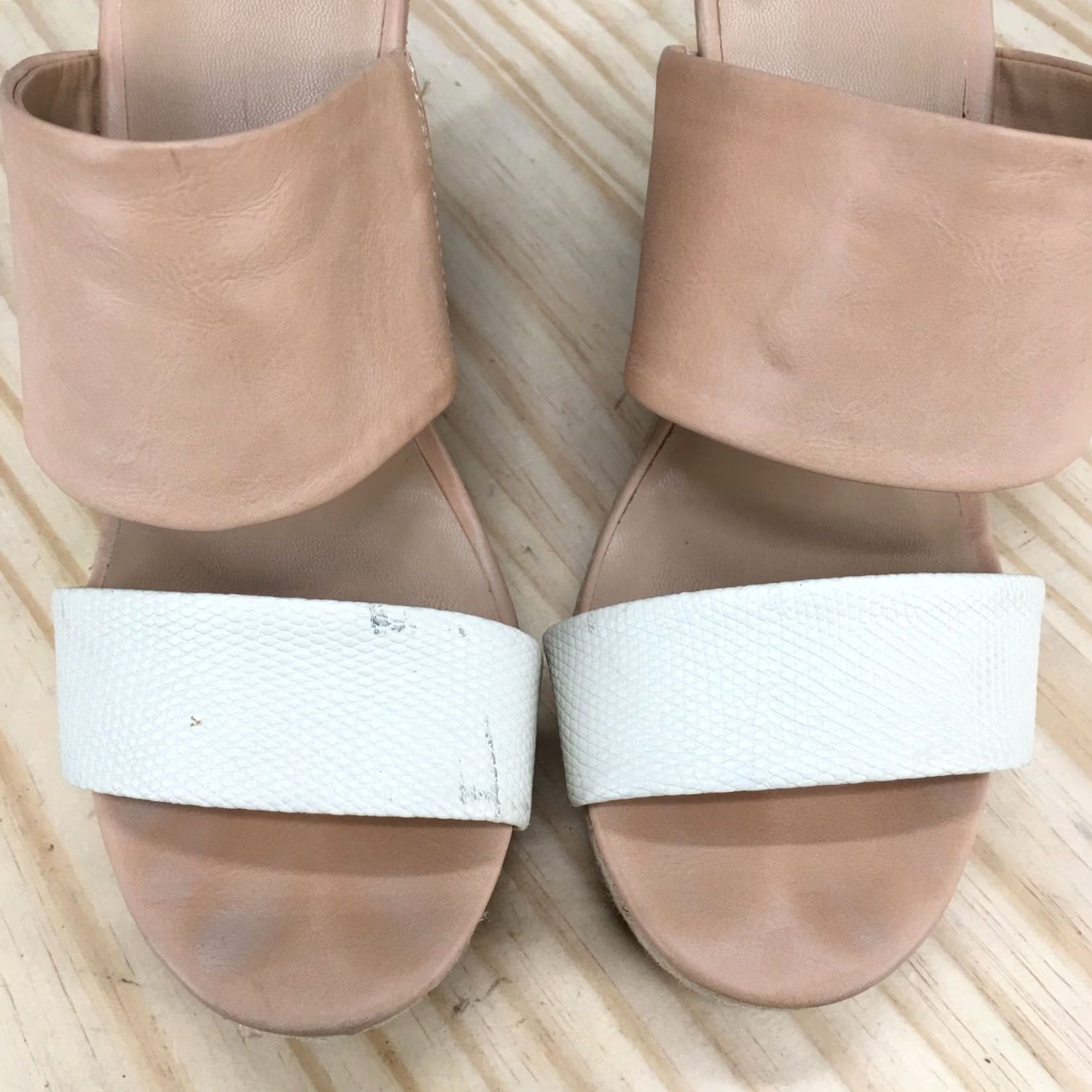 Vintage A New Day Sandals Womens 7.5 Adelina Espadrille Brown Faux Leather Wedge Heels Size US 8 / IT 38 - 6 Thumbnail