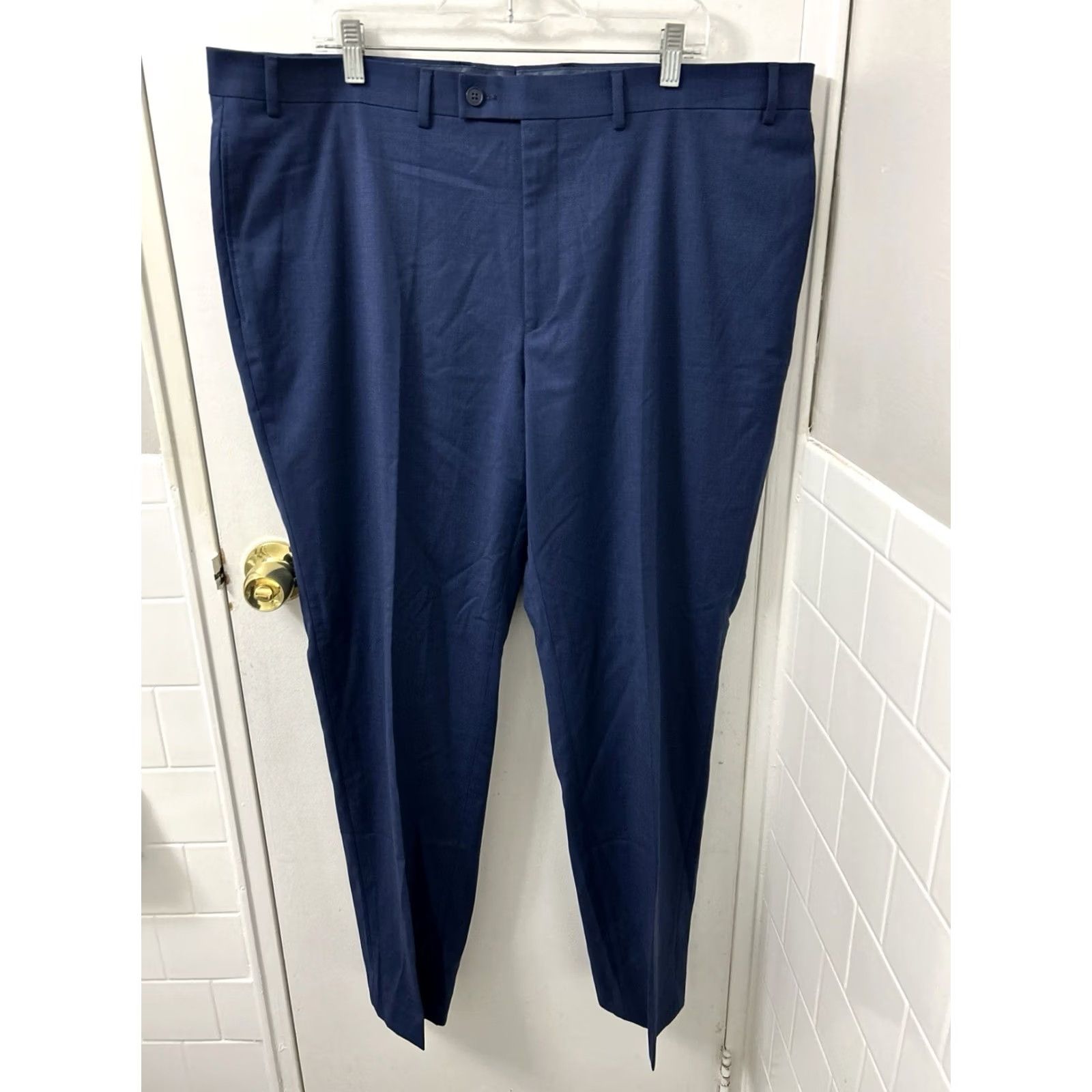 Vintage VINTAGE? No. Michael Strahan Collection Dress Pants Mens 42x32 Navy Blue Wool Blend Trousers Size US 42 / EU 58 - 2 Thumbnail