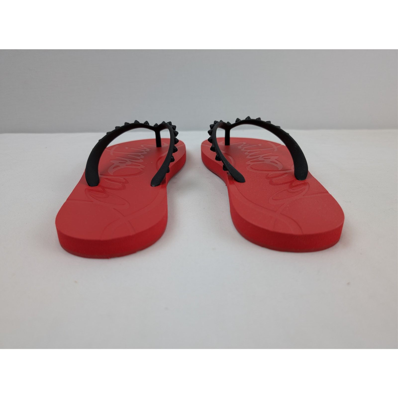 Christian Louboutin o1rshd1 Loubi Flip Donna Flat Slipper in Black/Loubi Size US 12 / IT 42 - 11 Thumbnail