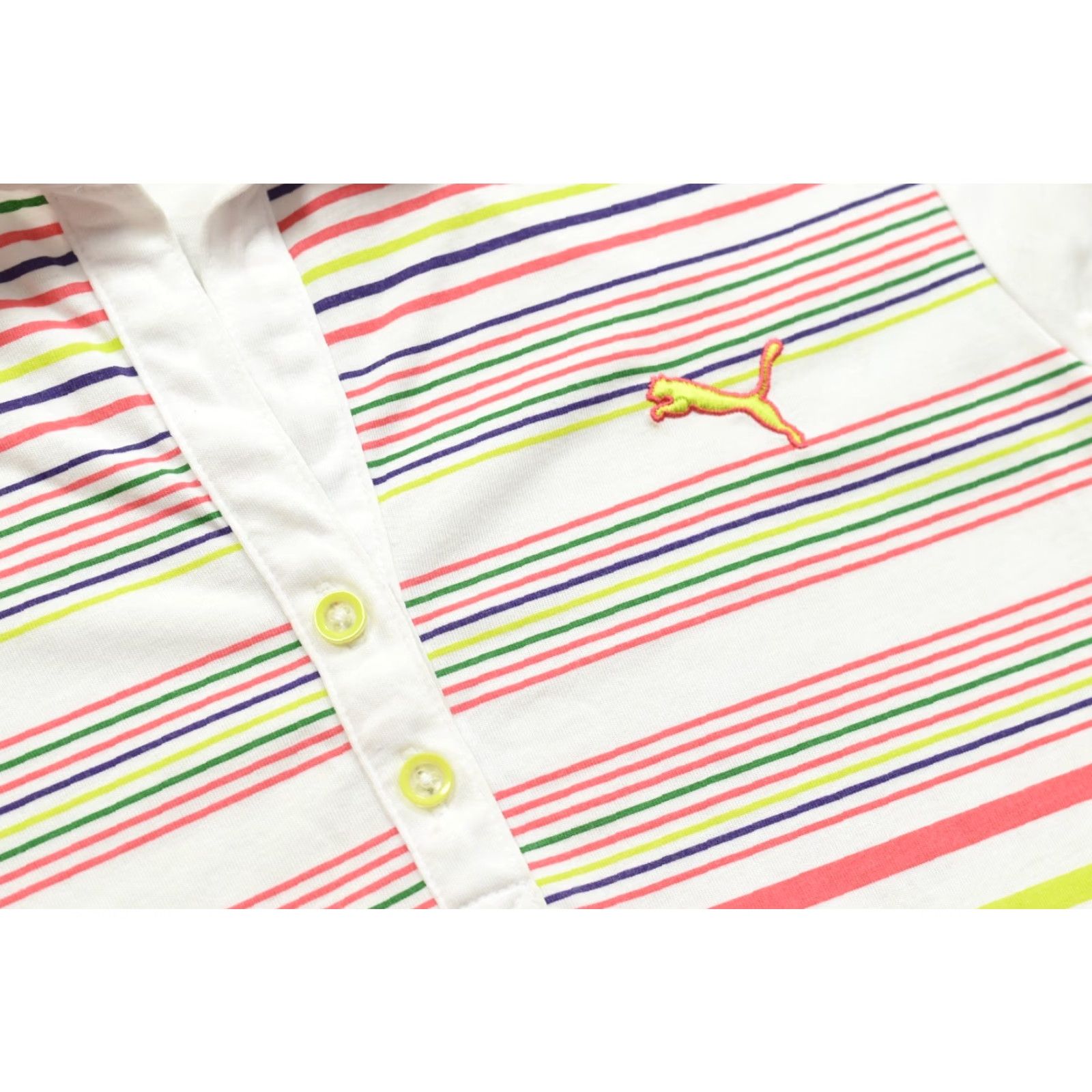 Puma PUMA Sportlifestyle Polo Shirt Womens S Multicolor Striped Short Sleeve Polo Casual Summer Spring - Womens Size S / US 4 / IT 40 - 7 Thumbnail