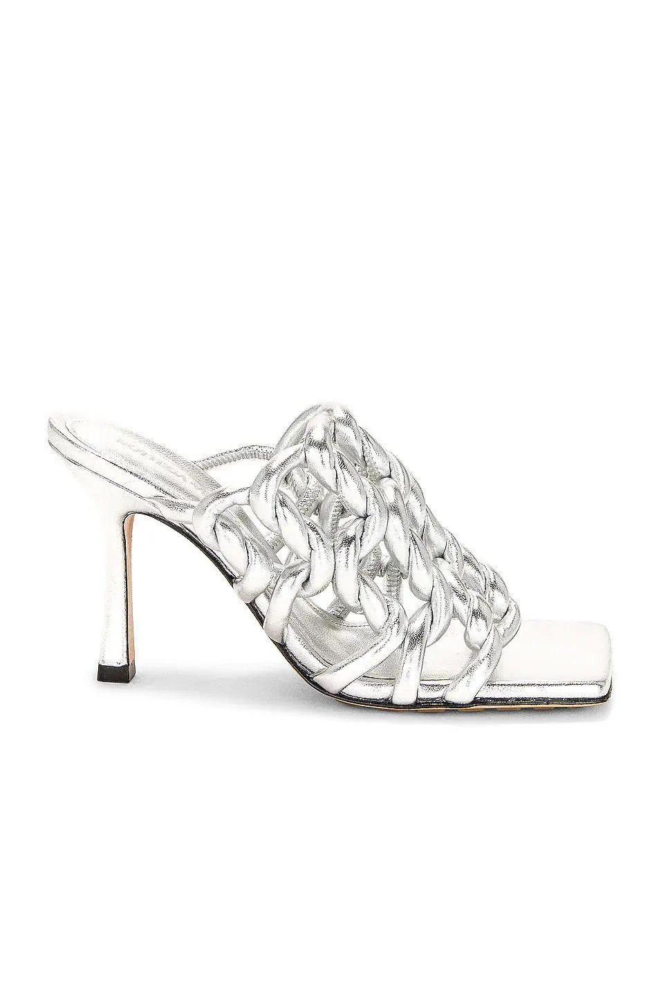 o1n1vont0924 Stretch Twist Sandal Mules in Silver