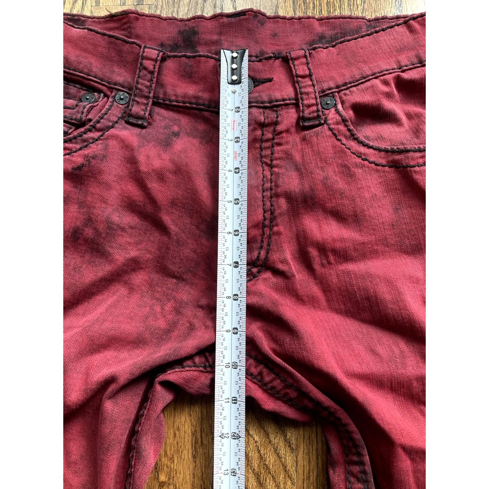 True Religion True Religion Jeans Mens Size 33 Red Straight Flap Pocket Y2K Stretch Big T Size US 33 - 5 Thumbnail