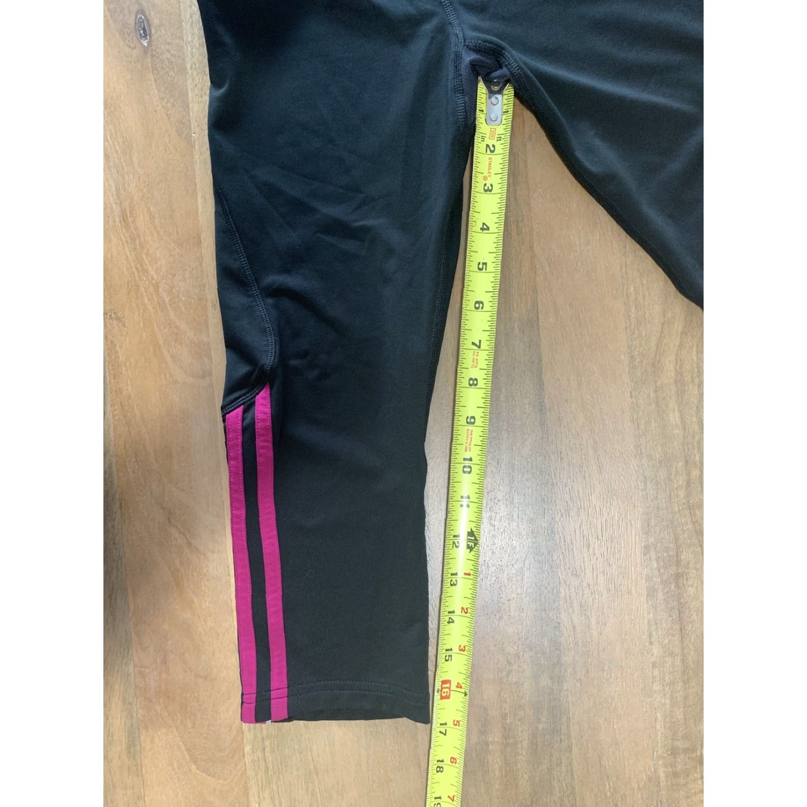 Adidas Adidas Women Performance Clima365 Black Pink Stripes Cropped Yogo Pants Sz S Size 28" / US 6 / IT 42 - 5 Thumbnail