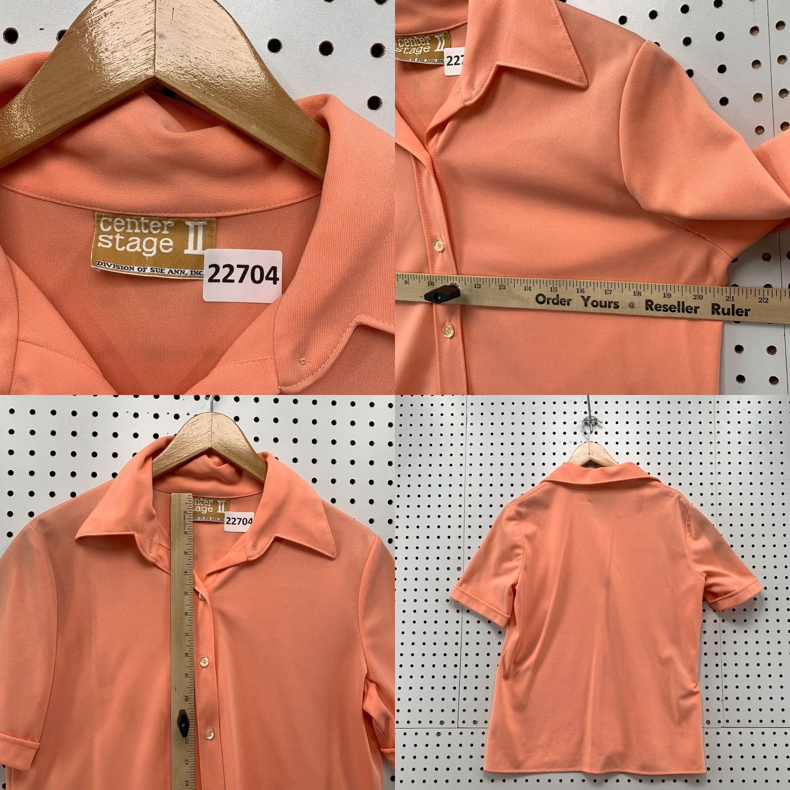 Pinko VINTAGE Center Stage Shirt Short Sleeve Pink Peach Womens Medium 70s 80s Size M / US 6-8 / IT 42-44 - 8 Thumbnail