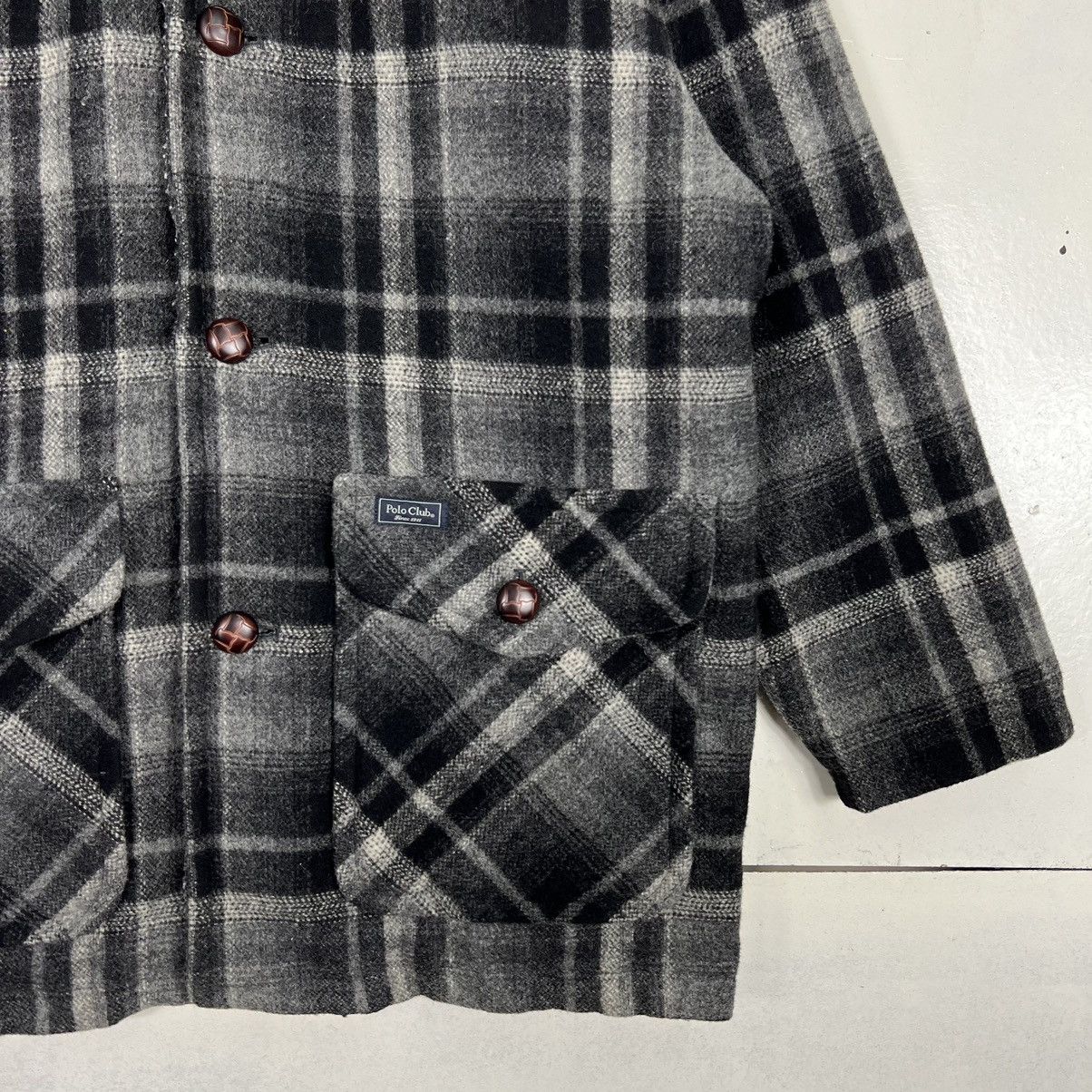Japanese Brand 🔥 PLAID POLO CLUB WOOL CPO COMBAT JACKET Size US L / EU 52-54 / 3 - 5 Thumbnail