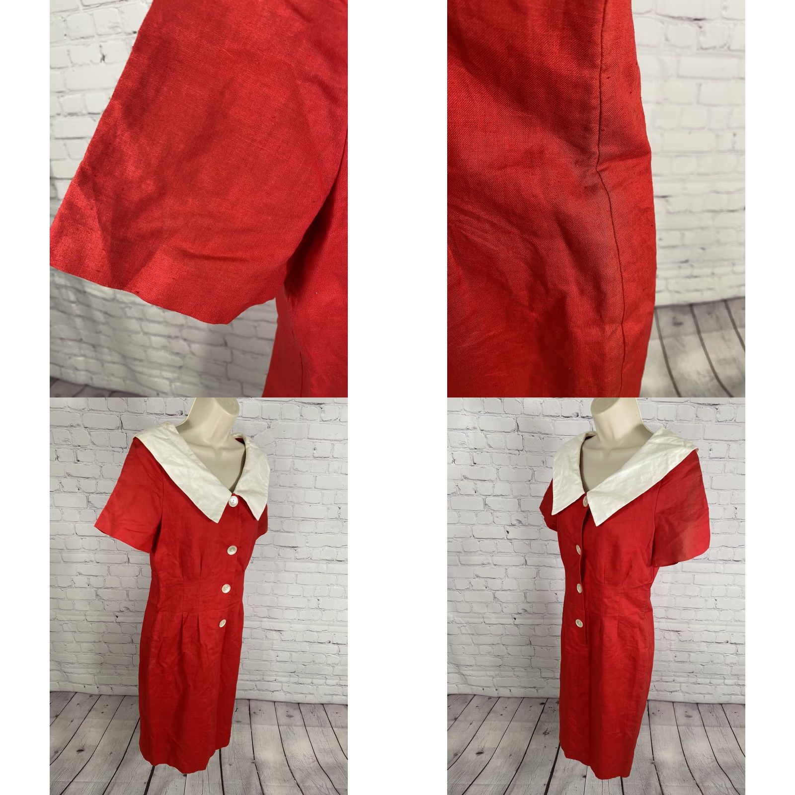 Vintage VINTAGE Nicole Summers Shirt Dress Red Button Front Collared Midi 6 Womens Size M / US 6-8 / IT 42-44 - 8 Thumbnail