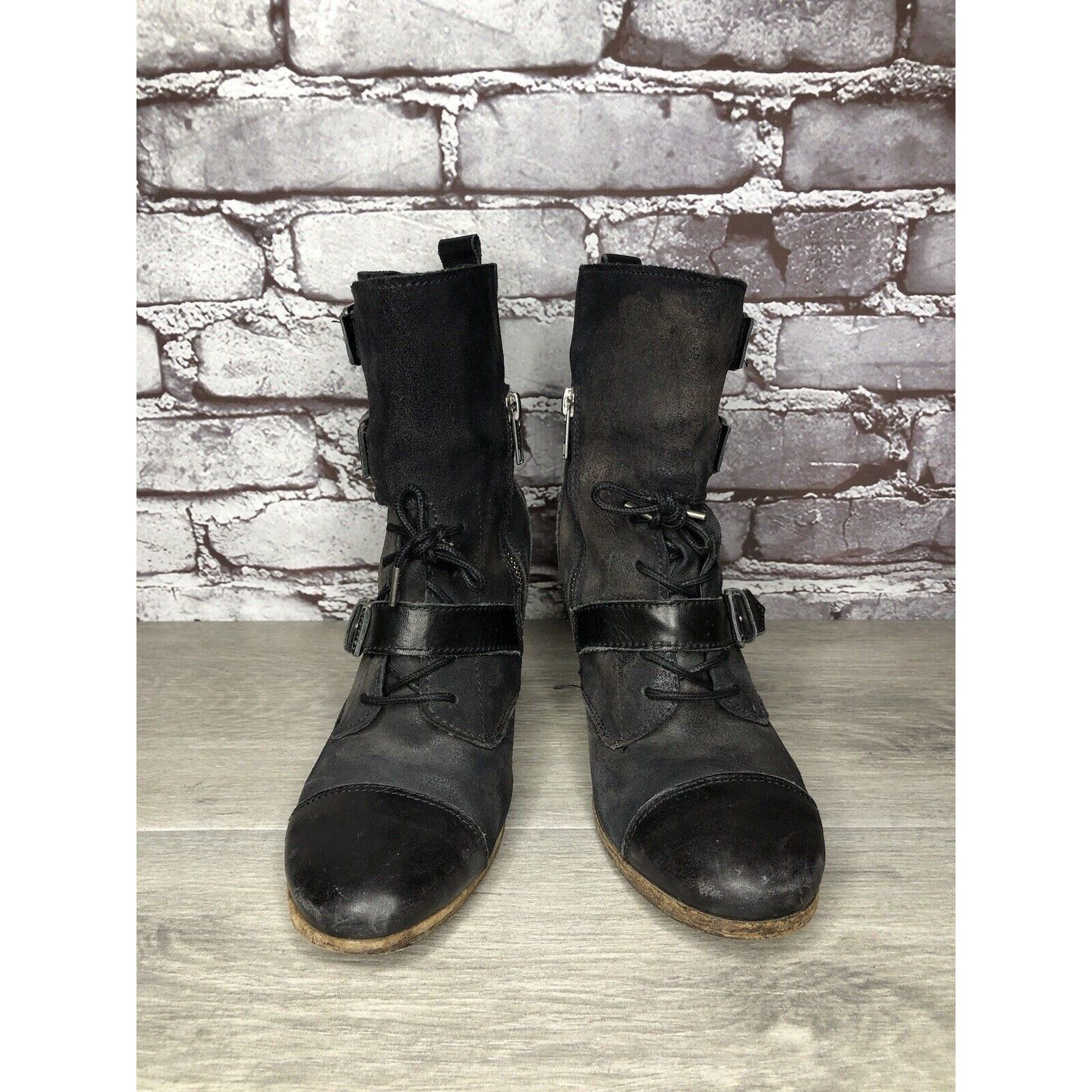 Allsaints AllSaints Spitalfields Jacks Place Black Leather Zip Heel St Size US 7.5 / IT 37.5 - 20 Thumbnail