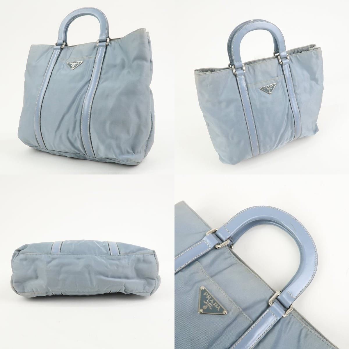 Prada Prada Triangle Logo Nylon Tote Blue Size ONE SIZE - 3 Thumbnail