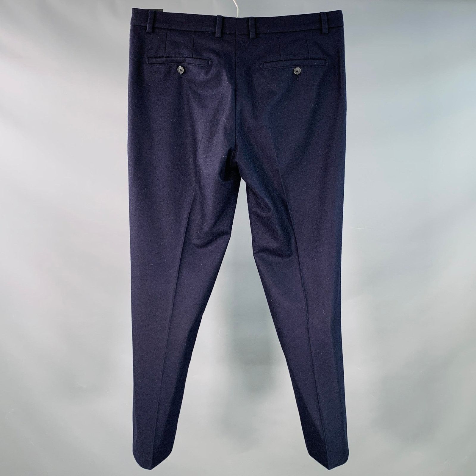 AMI AMI by ALEXANDRE MATTIUSSI Navy Wool Twill Tapered Pants Size US 31 - 2 Thumbnail