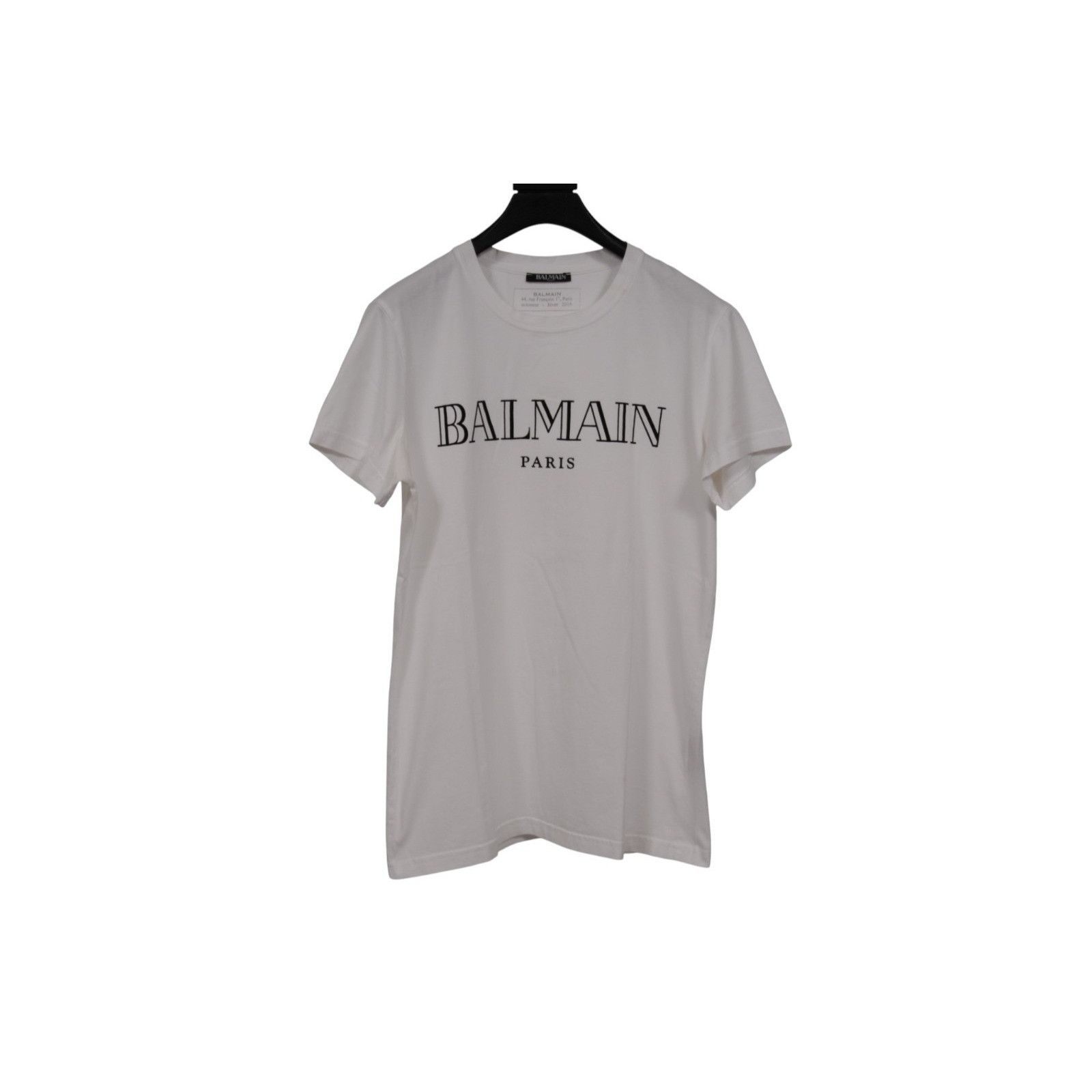 Balmain Classic Velvet Logo T Shirt White Black Size US M / EU 48-50 / 2 - 8 Thumbnail