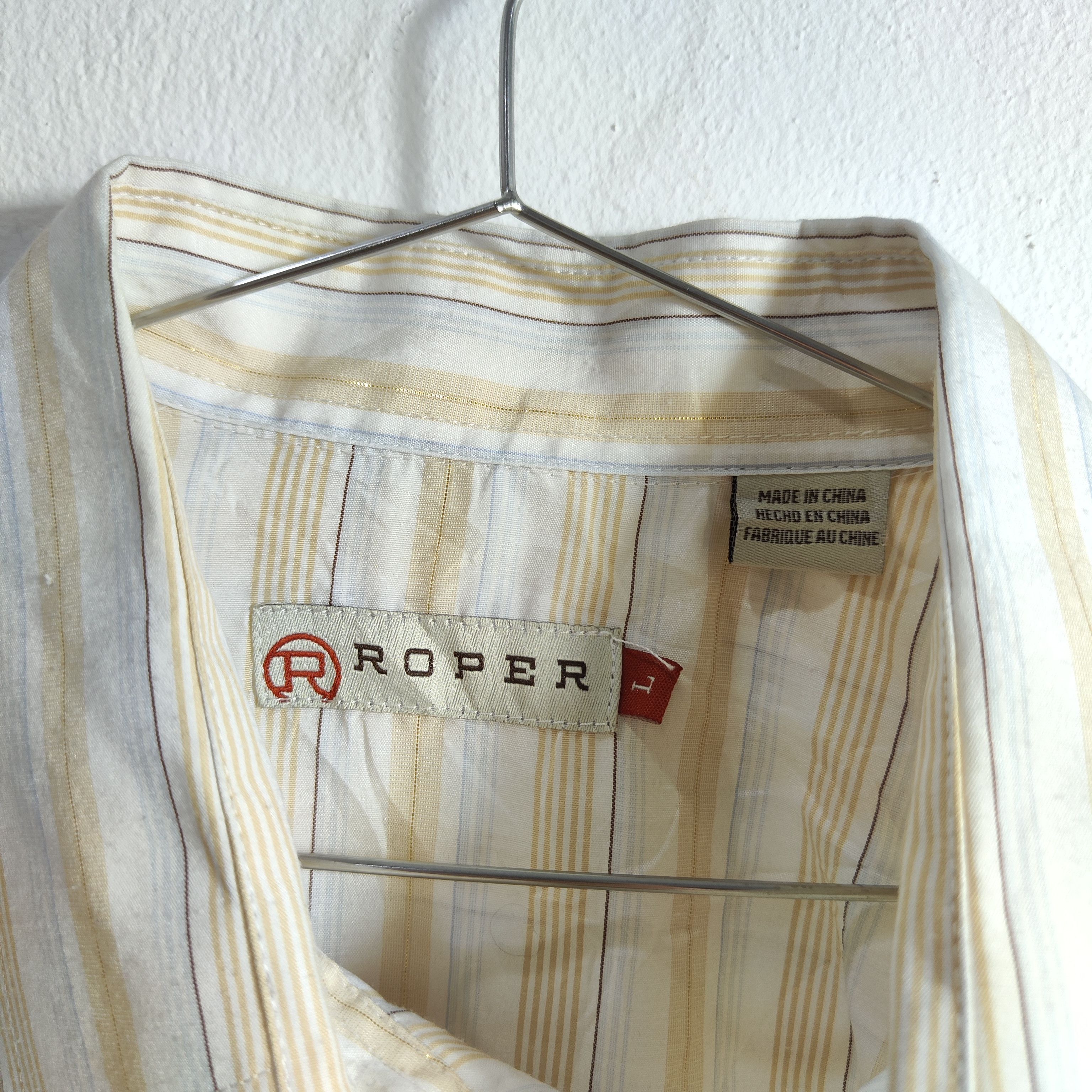 Roper Roper Western shirt mens White/Mustard Size Large Pearl snap Size US XL / EU 56 / 4 - 4 Thumbnail