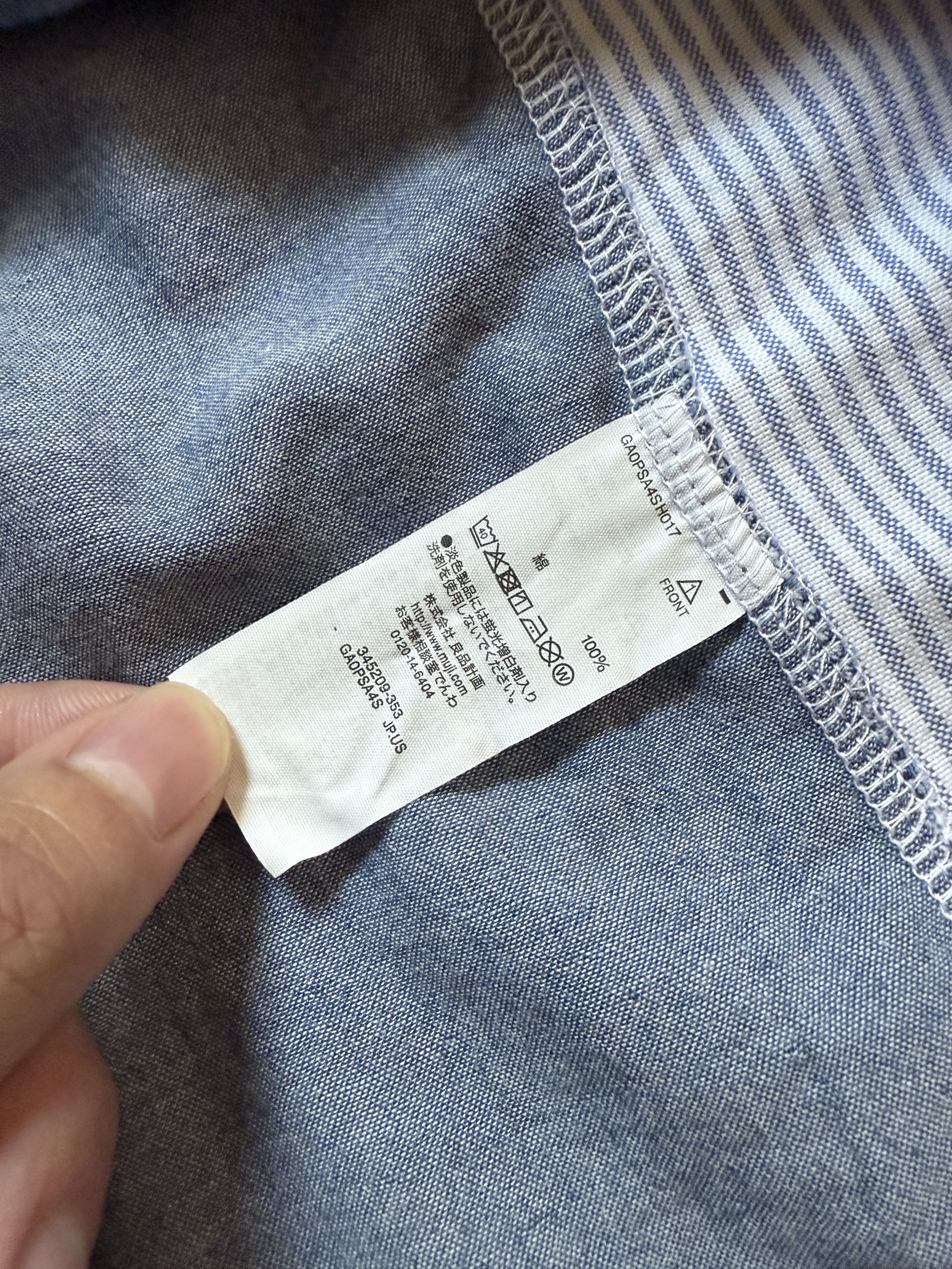Japanese Brand Muji Japan ReMUJI Reconstructed Shirt (Indigo Dyed) Size US M / EU 48-50 / 2 - 9 Thumbnail