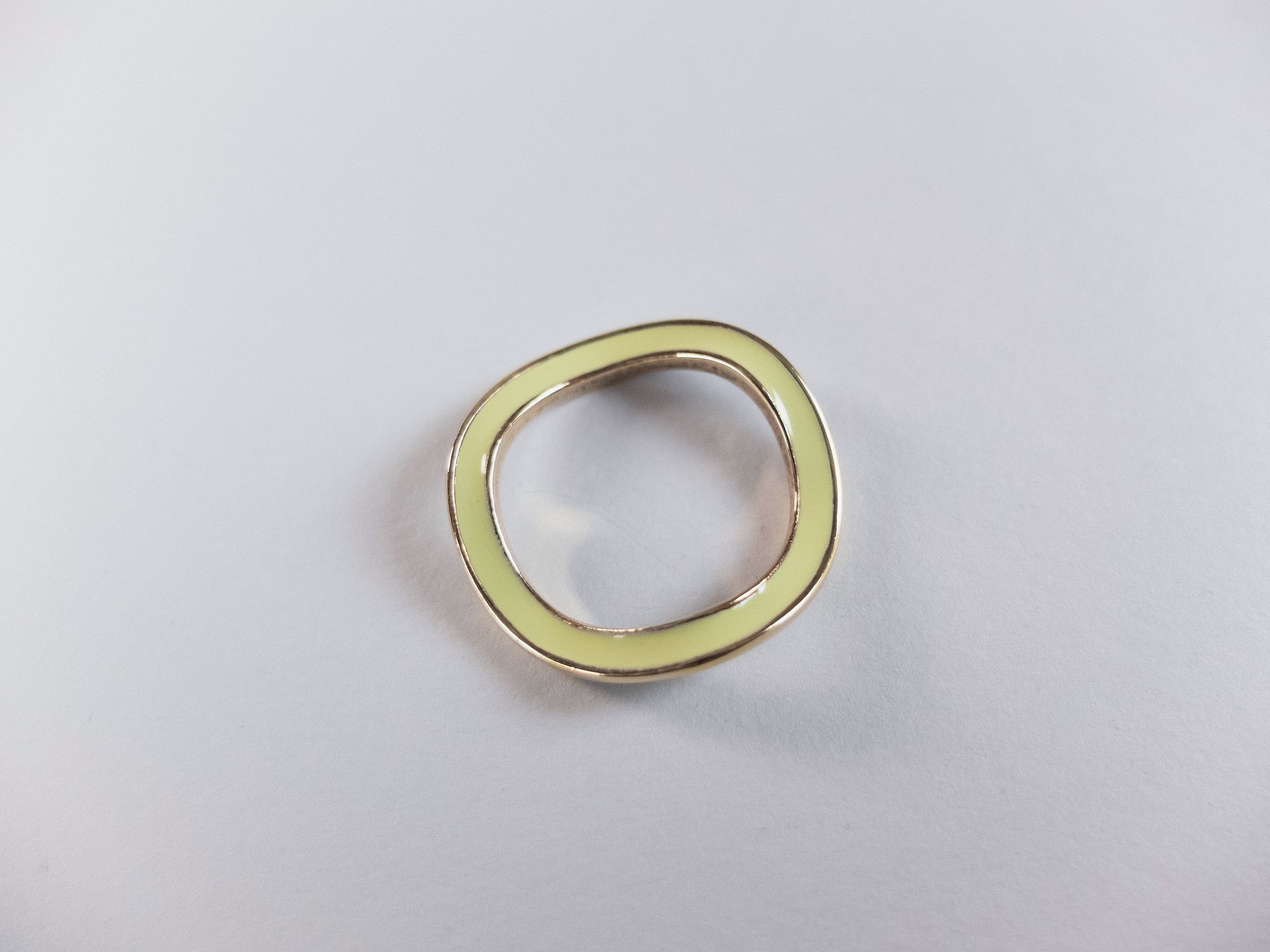 Bottega Veneta BOTTEGA VENETA green and yellow enameled silver ring 8 17 q Size ONE SIZE - 10 Thumbnail