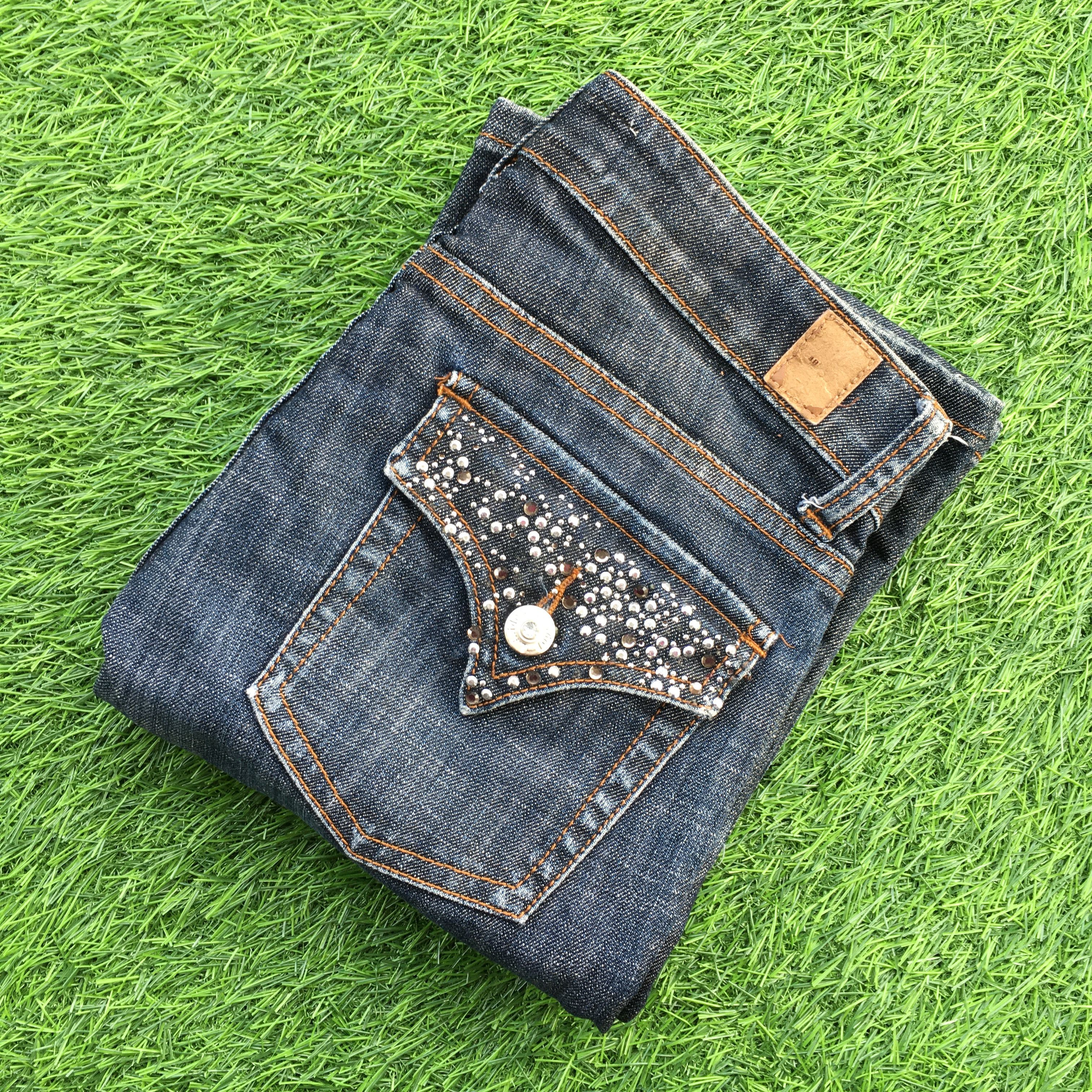 Designer Y2K LA Idol USA Low Rise Distressed Bootcut Jeans D-1174 Size 26" / US 2 / IT 38 - 8 Thumbnail