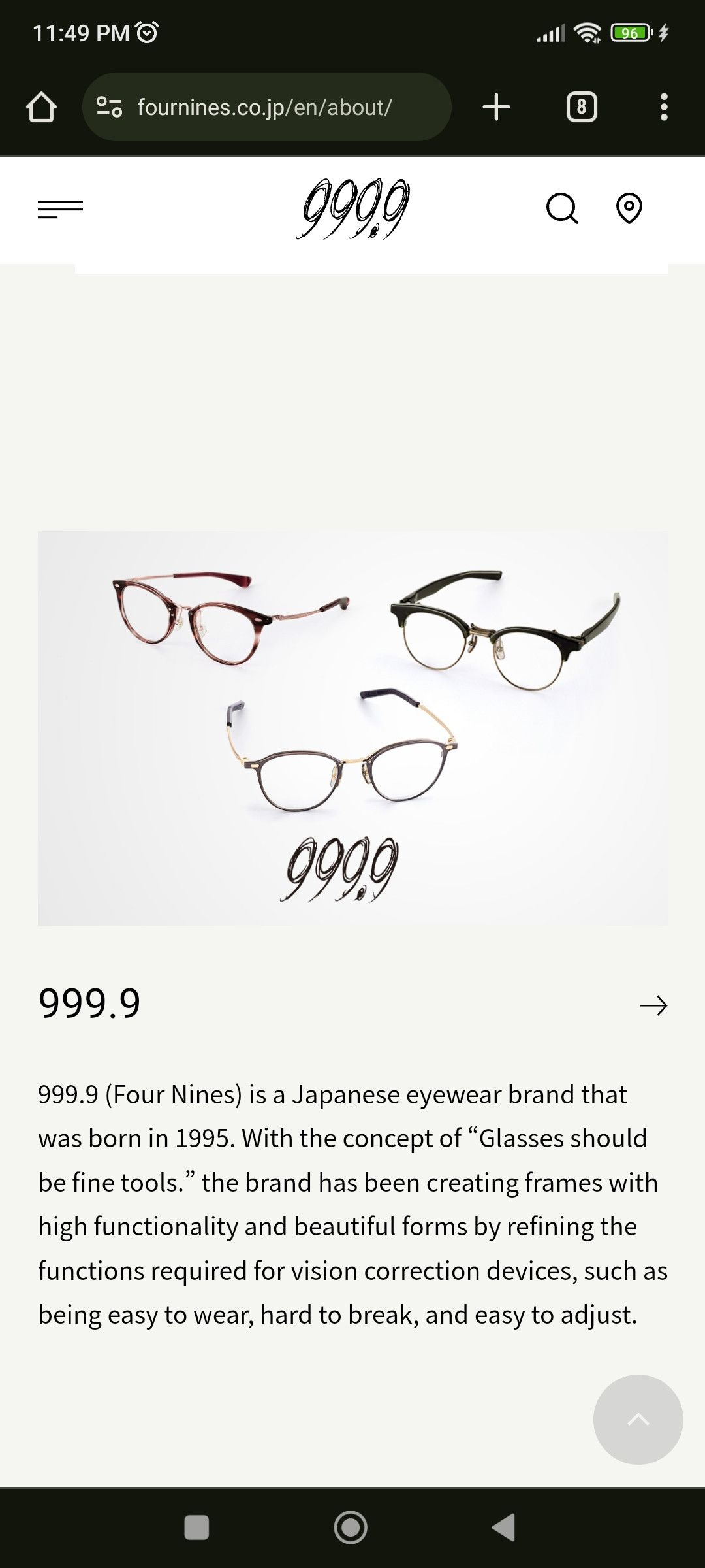 Japanese Brand 999.9 Four Nines S-581T Glasses with genuine case unisex Size ONE SIZE - 11 Thumbnail