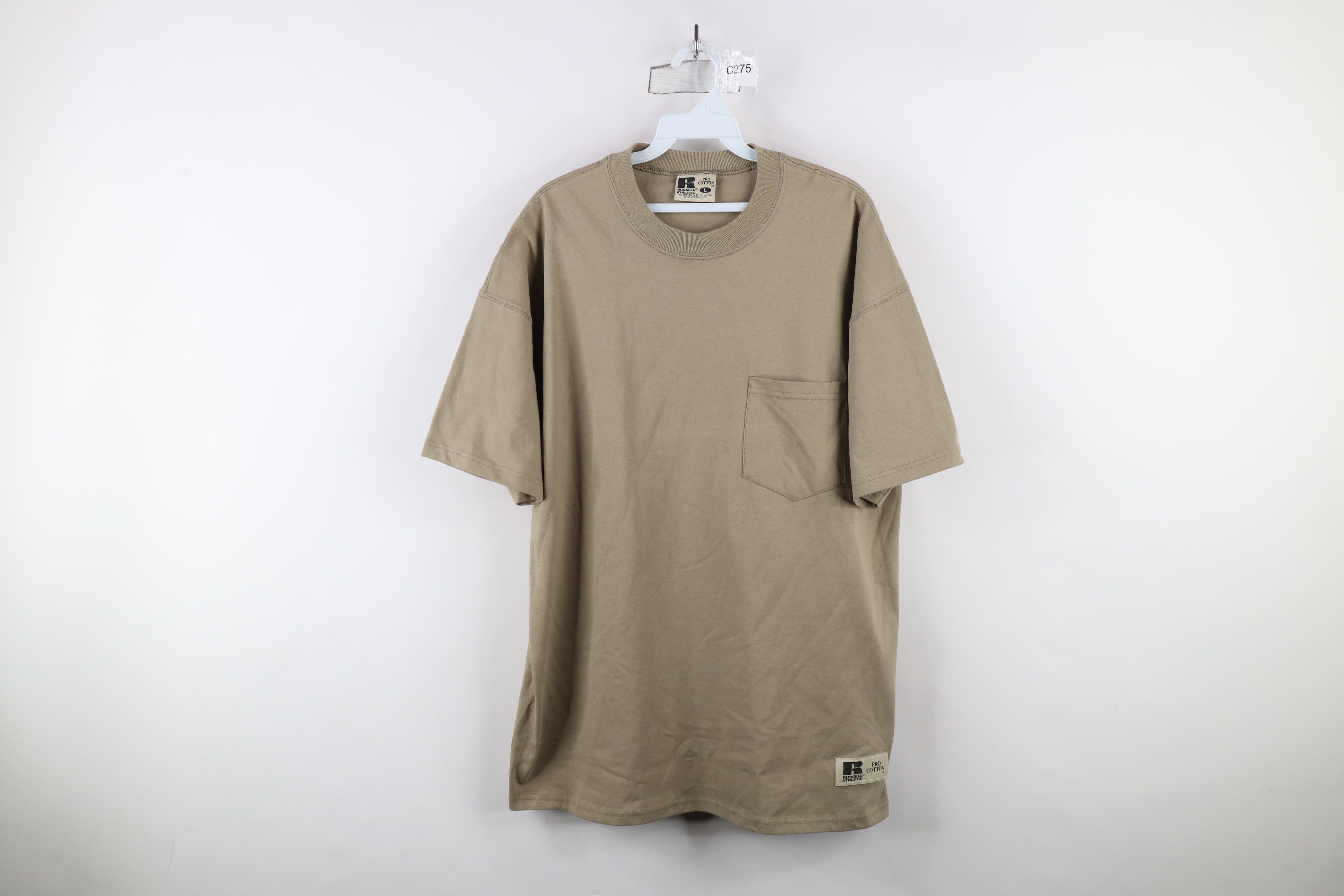 Russell Athletic × Vintage Vintage 90s Russell Athletic Pocket T-Shirt Beige Cotton Size US L / EU 52-54 / 3 - 1 Thumbnail