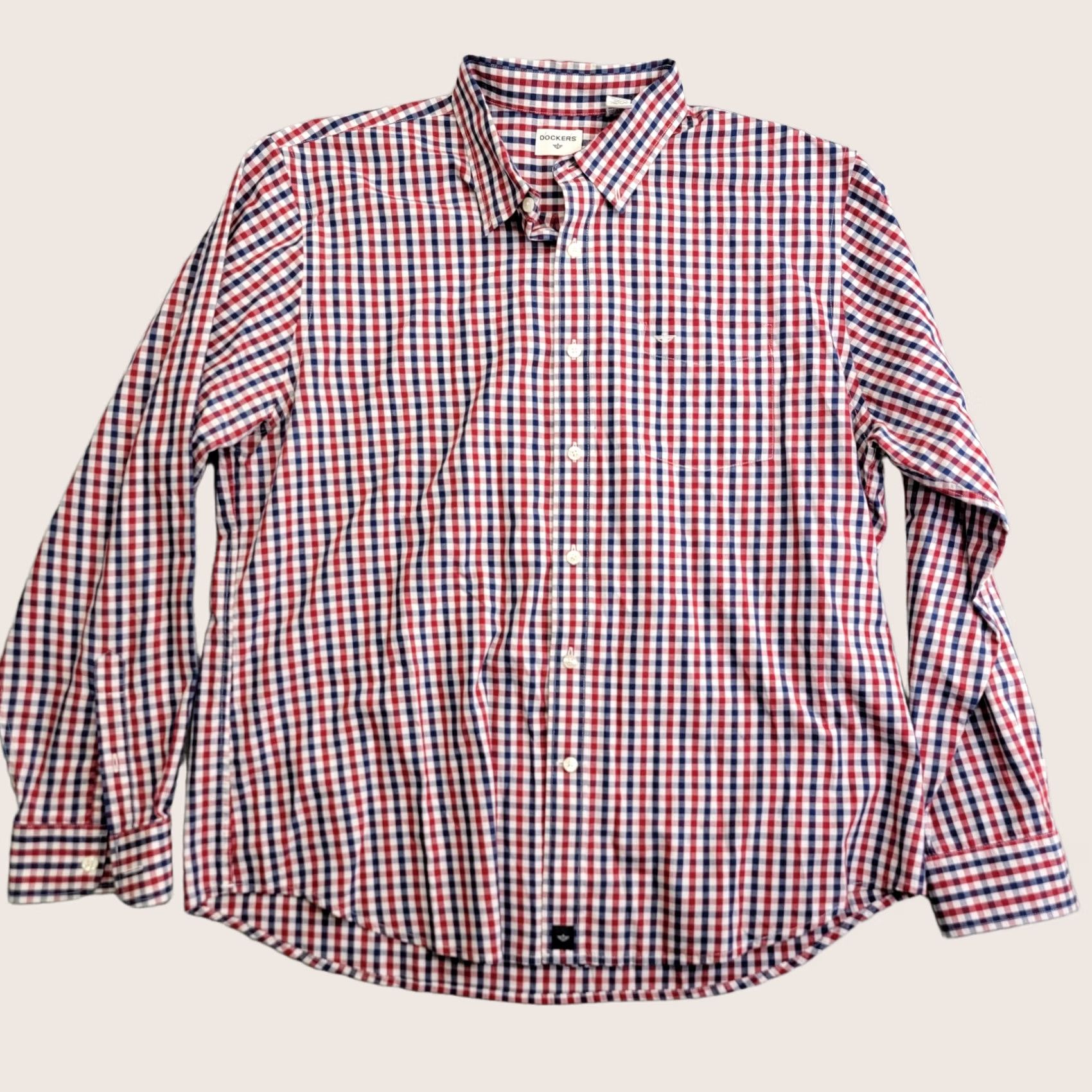 Dockers VINTAGE Dockers Shirt Mens XL Red Blue Gingham Check Button Down Long Sleeve Casual Size US XL / EU 56 / 4 - 1 Thumbnail
