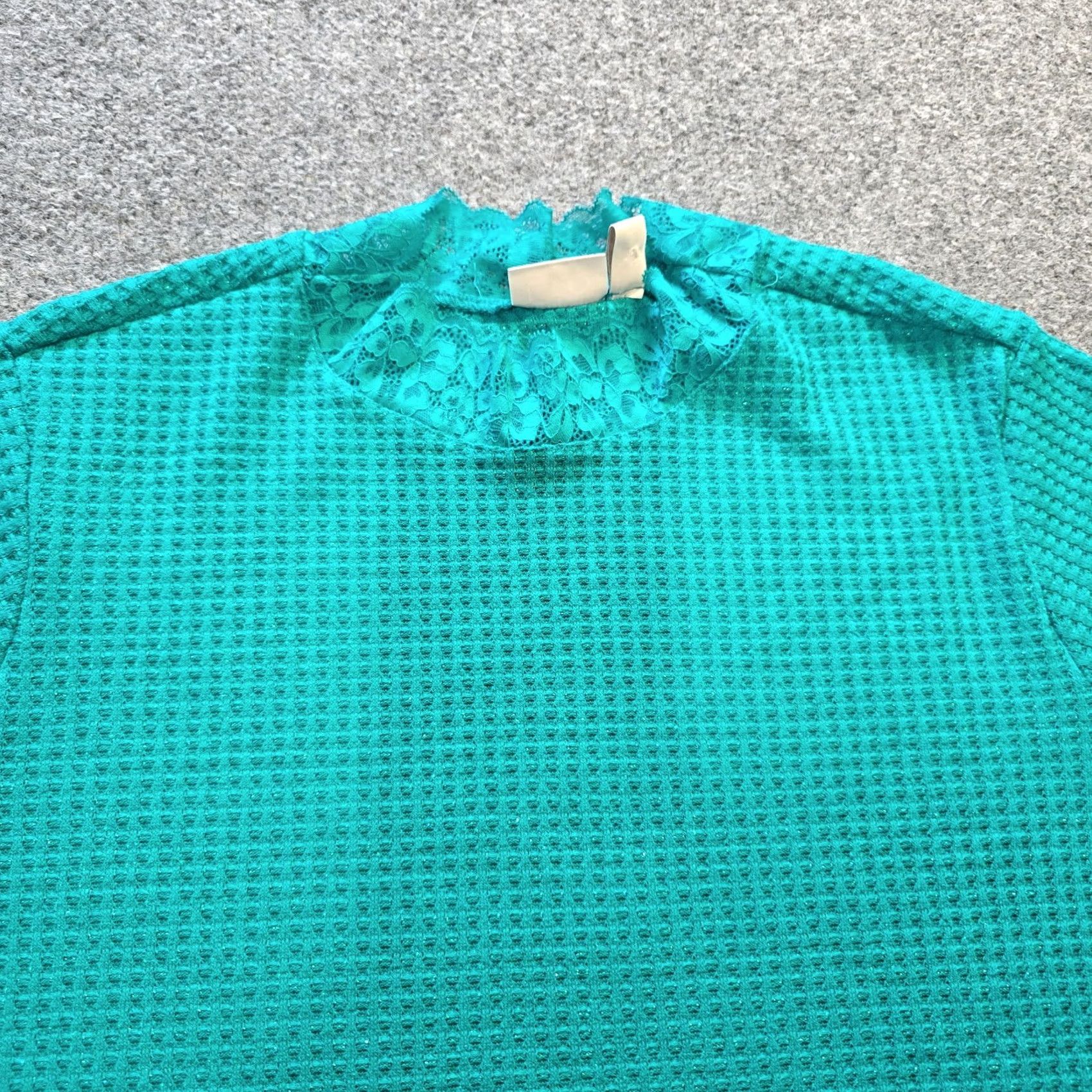 Vintage LOGO by Lori Goldstein Top Women 2X Green Thermal Glitter Pockets Tunic Shirt Size XXL / US 16-18 / IT 52-54 - 2 Thumbnail
