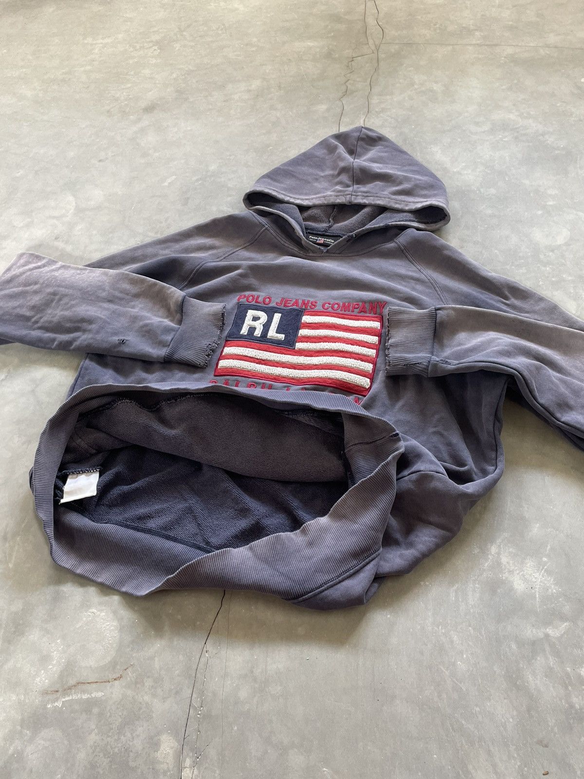 Polo Ralph Lauren 1990’s Vintage Polo Ralph Lauren Distressed Sun Faded Hoodie Size US L / EU 52-54 / 3 - 4 Thumbnail