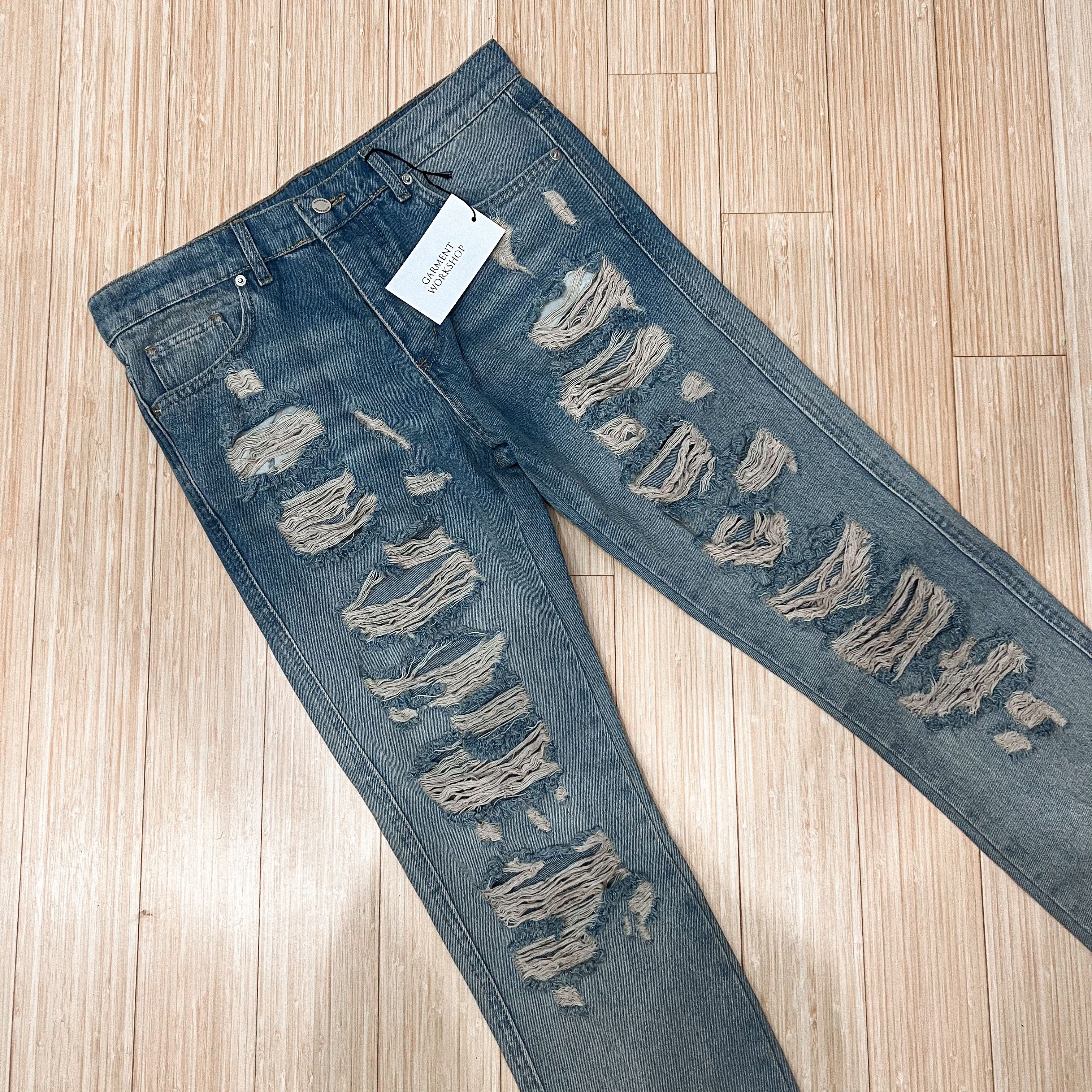 Garment Project Garment Workshop FIT01 Destroyed Blue Denim Size US 31 - 1 Thumbnail