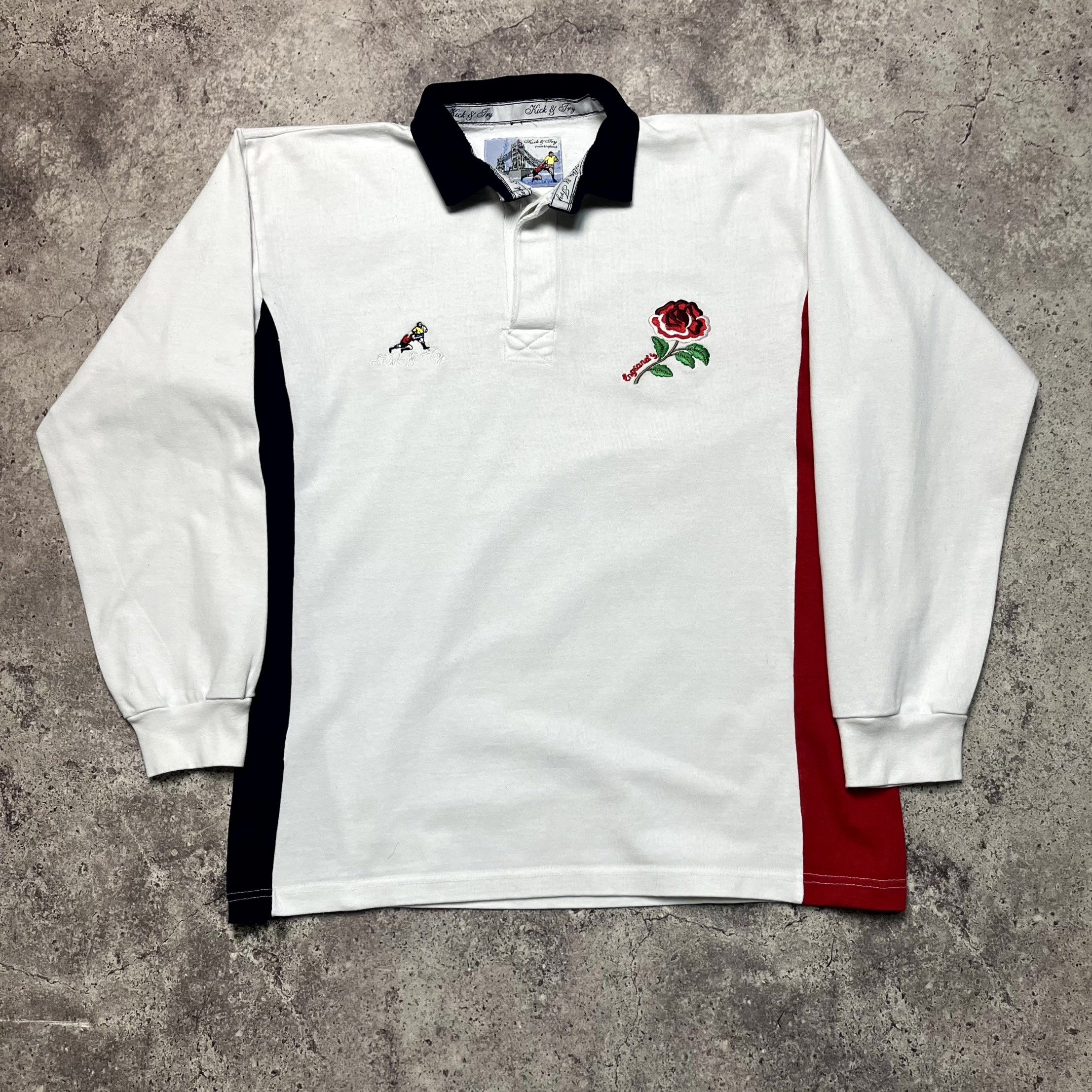 Vintage Vintage England Rugby White Longsleeve Polo Shirt Size L Size US L / EU 52-54 / 3 - 1 Thumbnail