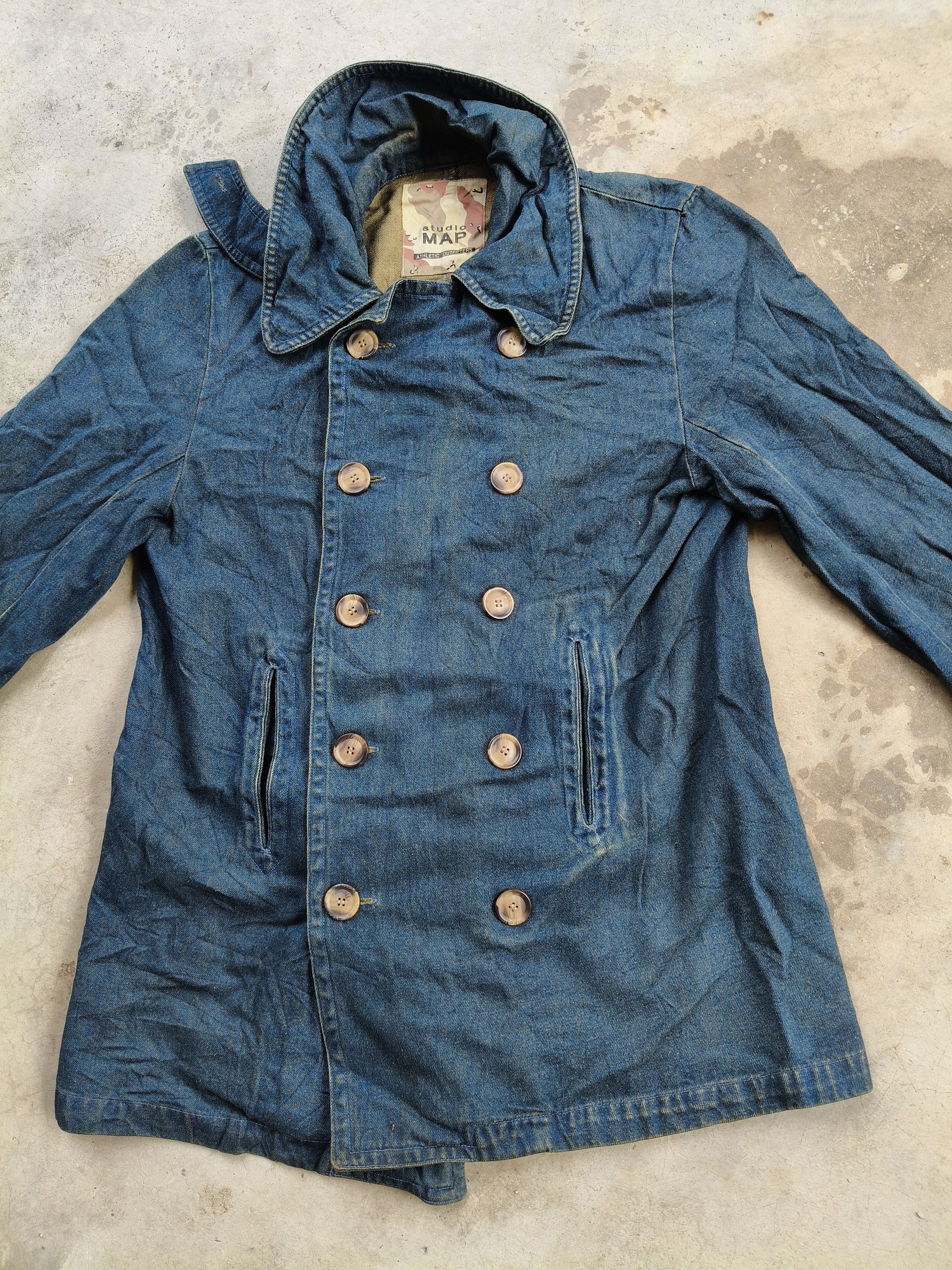 Japanese Brand × Vintage Vintage Studio Map Denim long jacket Size M / US 6-8 / IT 42-44 - 5 Thumbnail