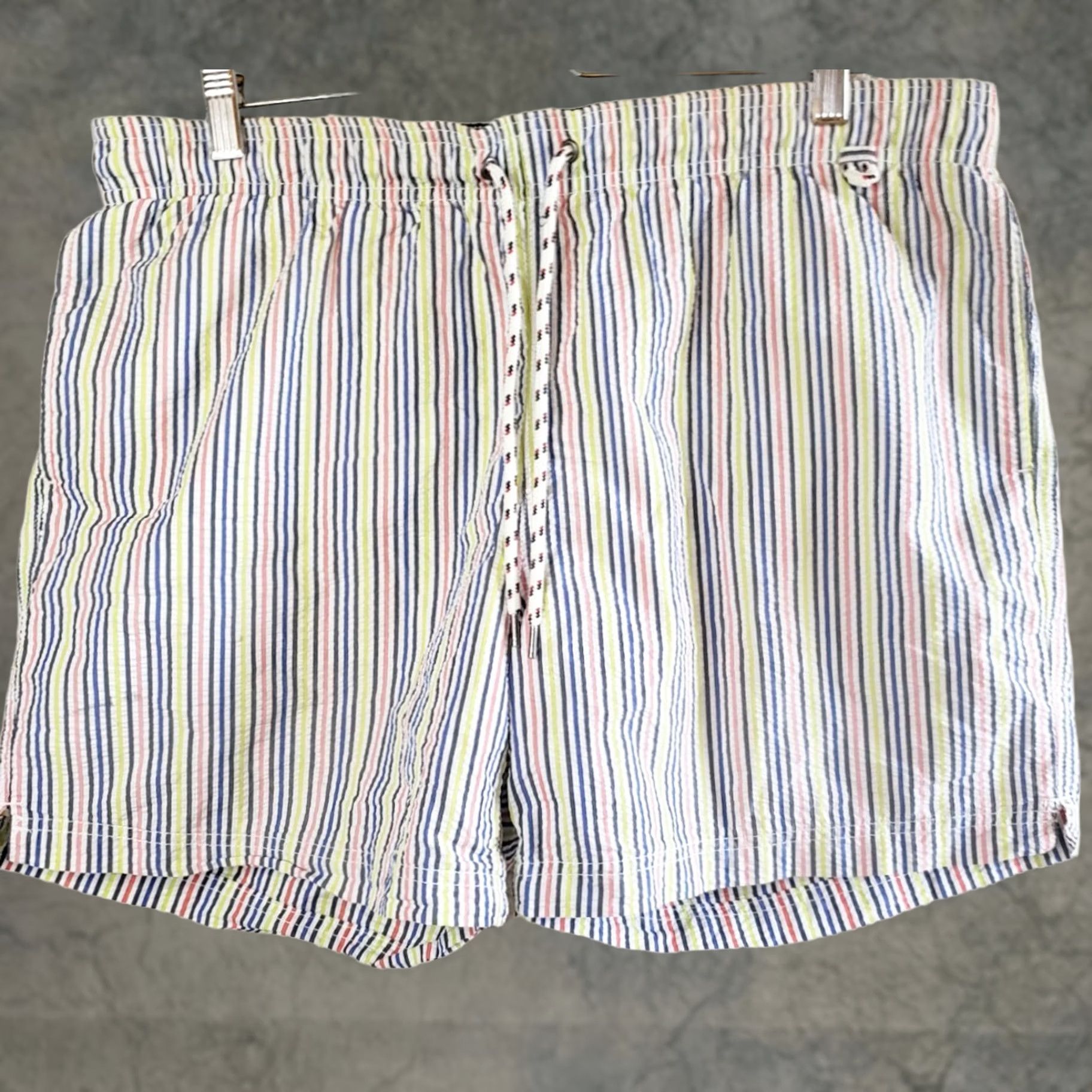 Lands' End Lands' End Men's Swim Trunks Board Shorts Blue Striped Lined L 36-38 Multicolor Beach Classic Mens Size US 33 - 1 Thumbnail