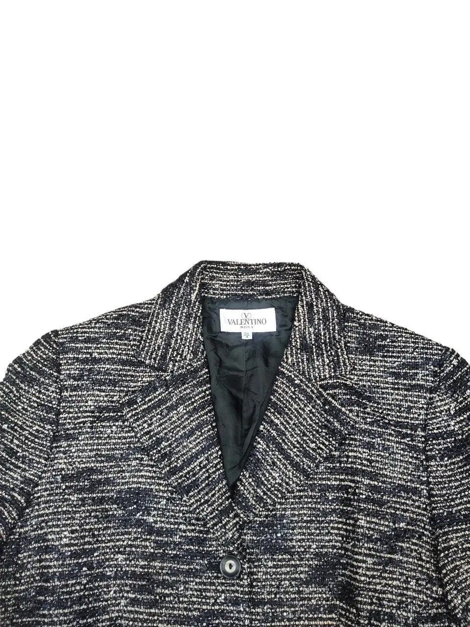 Valentino × Vintage Valentino Miss V Metallic Black White Wool Blazer Size XS / US 0-2 / IT 36-38 - 3 Thumbnail