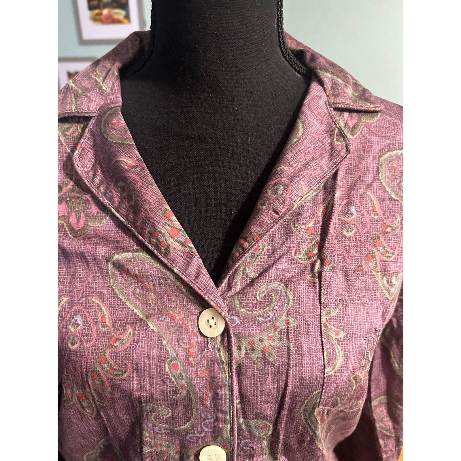 Lauren Ralph Lauren Lauren Ralph Lauren Long Sleeve Notch Collar Pajama Set Size ONE SIZE - 3 Thumbnail