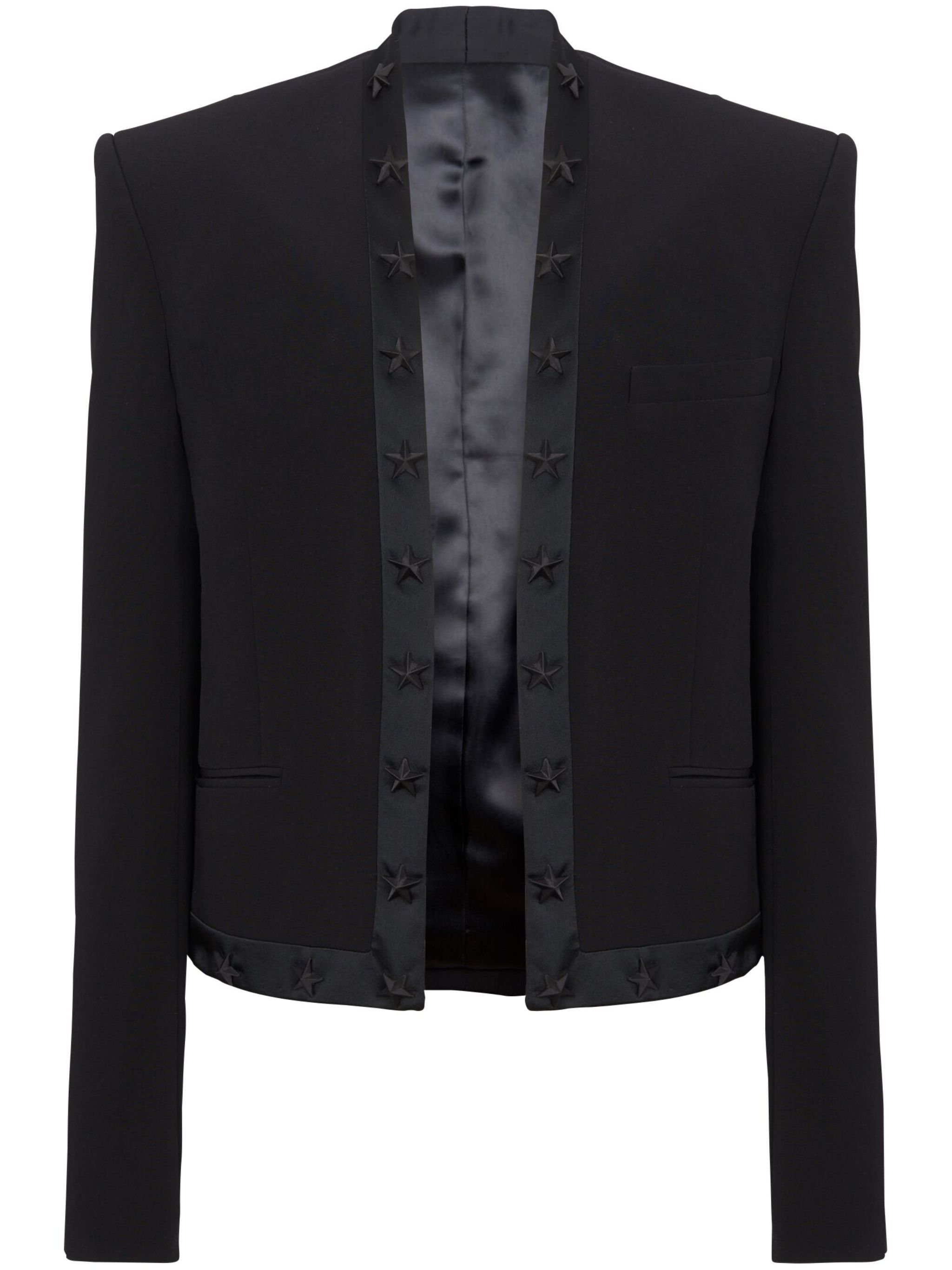 Balmain o1s1wg110125 Spencer Star-Embroidered Jacket in Black Size US L / EU 52-54 / 3 - 1 Thumbnail