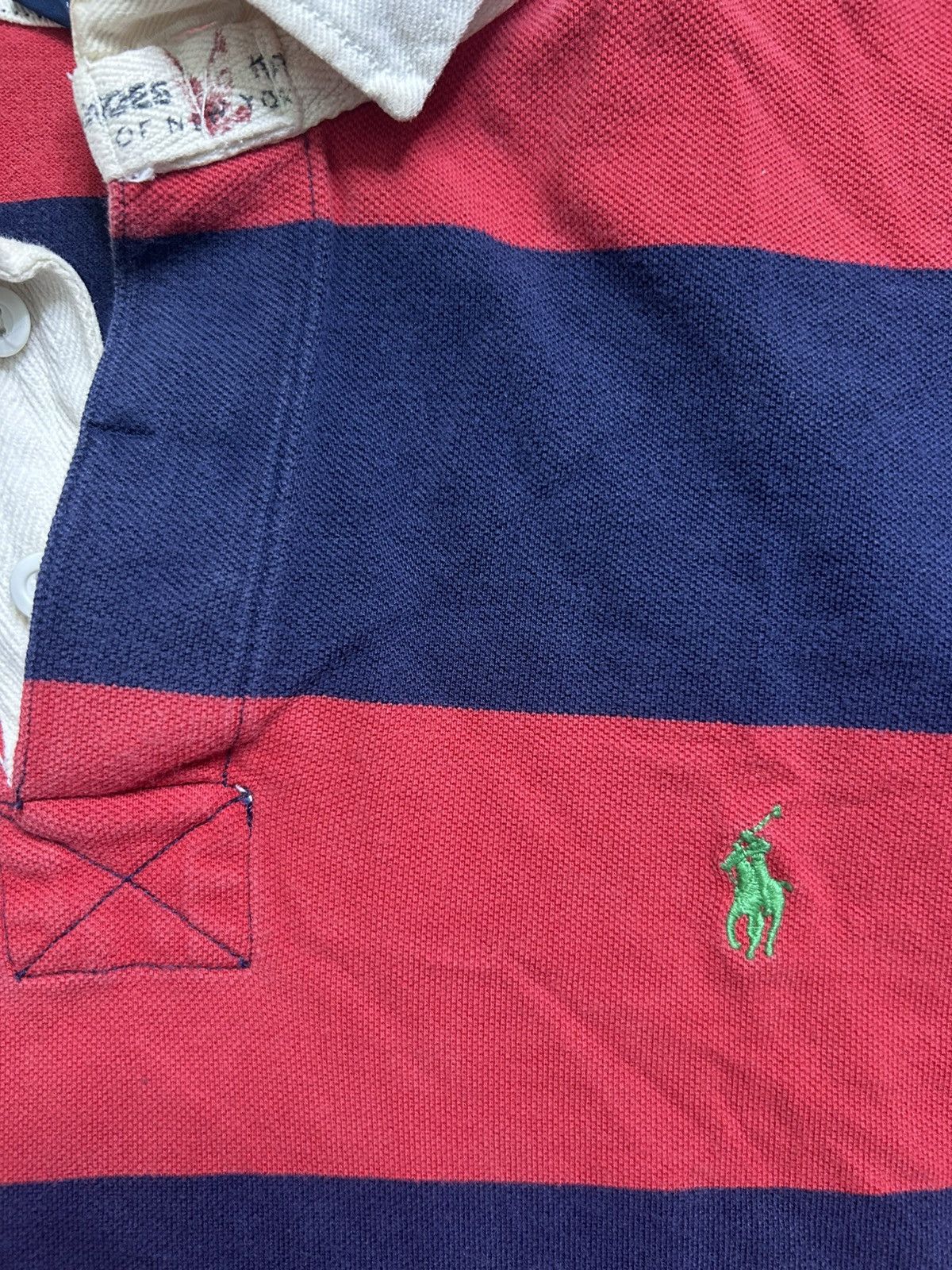 Polo Ralph Lauren Vintage 80s Polo Ralph Lauren Rugby Striped Contrast Collar Size US XL / EU 56 / 4 - 3 Thumbnail