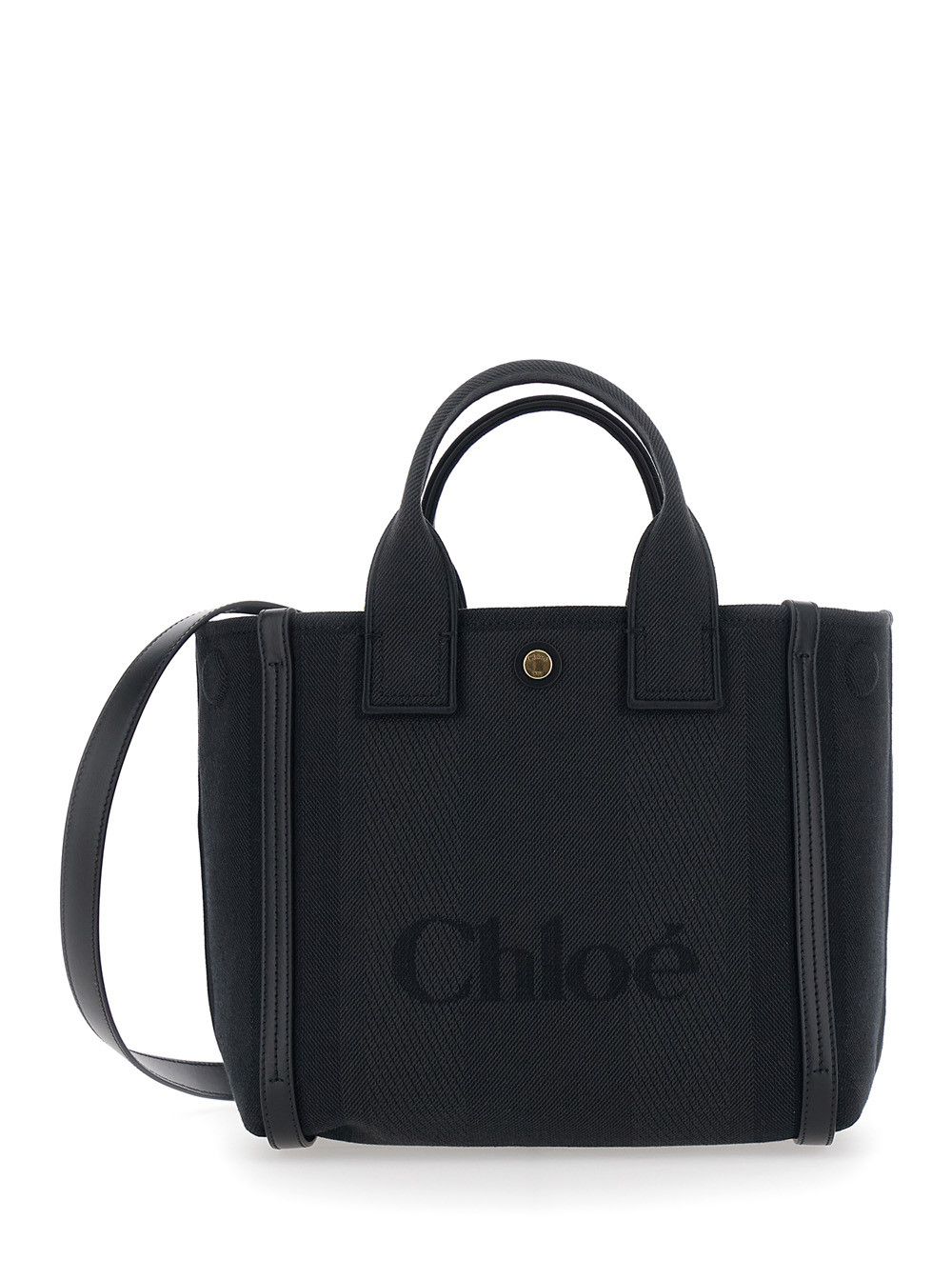 Chloe 'Carry' Black Small Handbag with Logo Embossed on the Front in Cotton Canvas for Women Size ONE SIZE - 1 Thumbnail